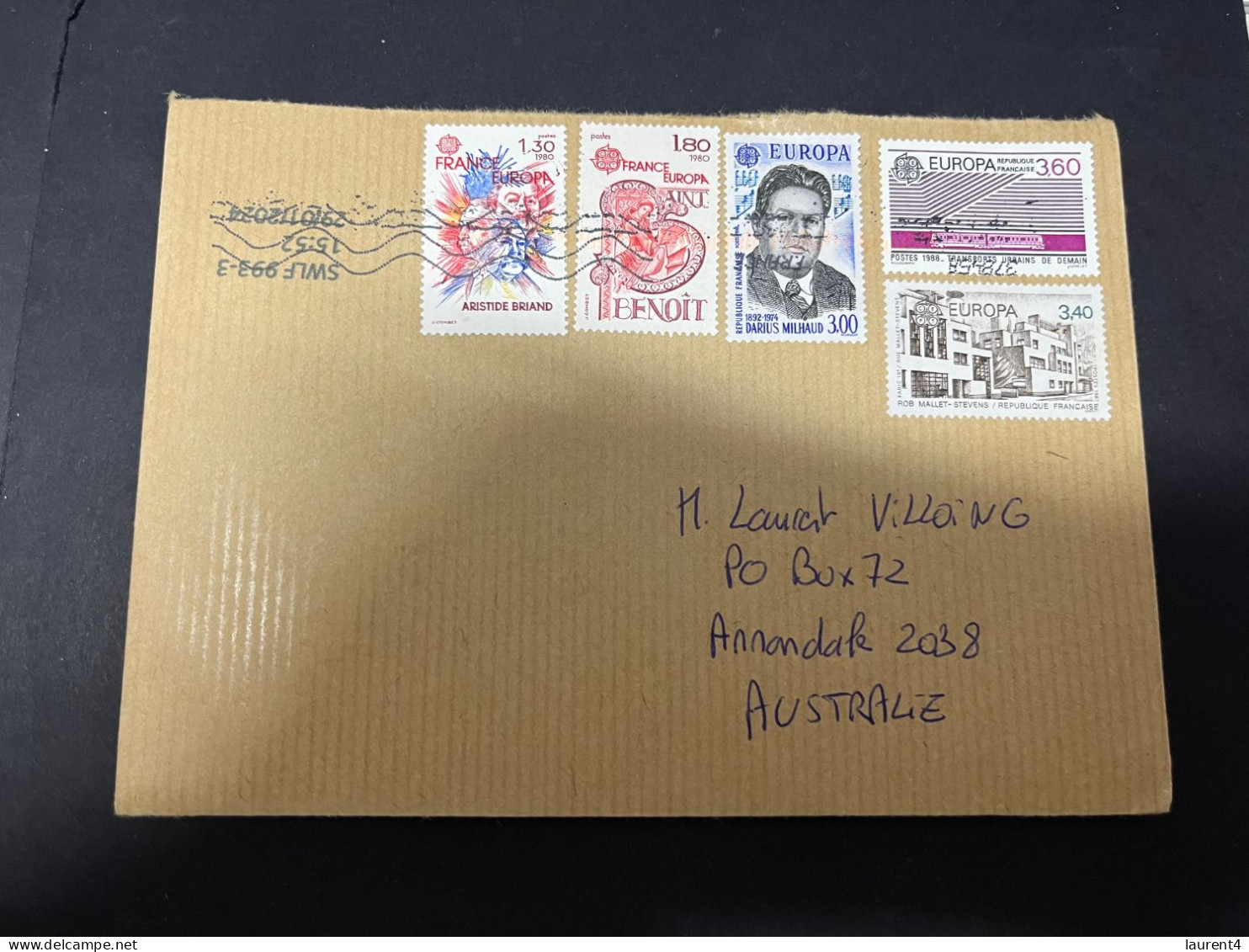 30-4-2023 (3 Z 27) Letter Posted From France To Australia In 2024 (2 Covers)  23 X 17 Cm + 1 Many EUROPA Stamps - Brieven En Documenten