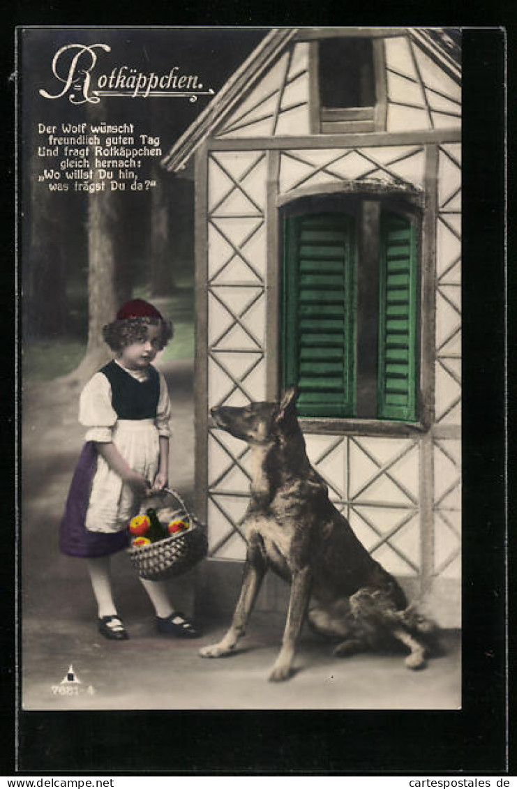 Künstler-AK Rotkäppchen Spricht Freundlich Mit Dem Wolf Vor Dem Haus Der Grossmutter  - Fiabe, Racconti Popolari & Leggende