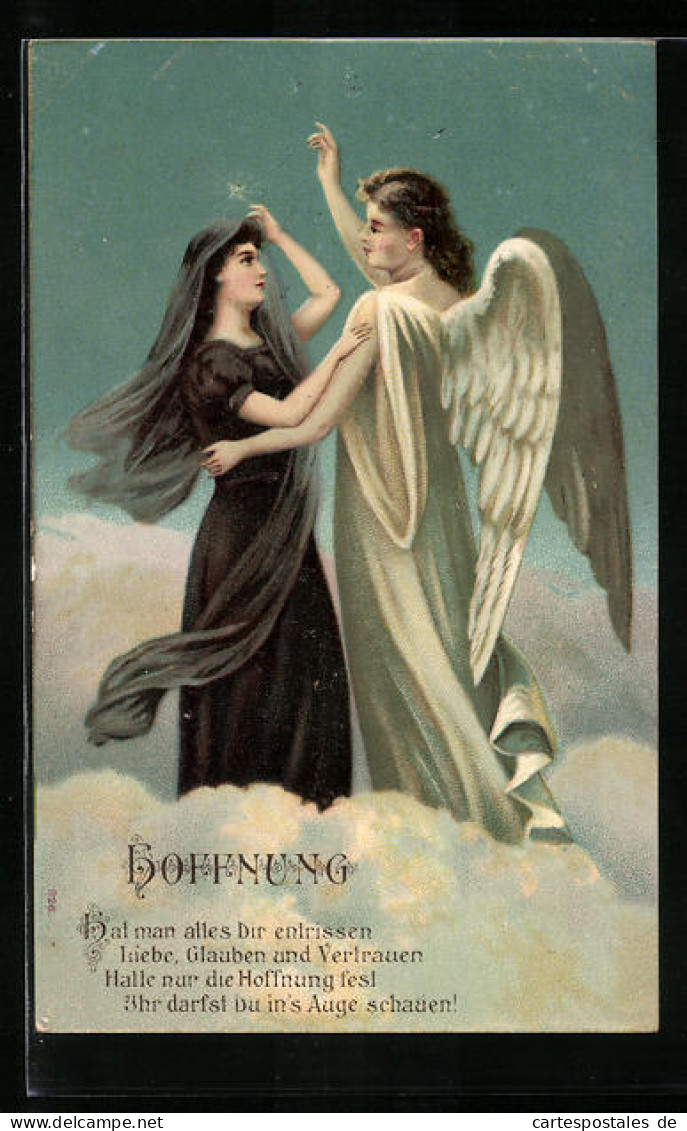 Präge-AK Engel Der Hoffnung Tröstet Trauernde Frau  - Angels