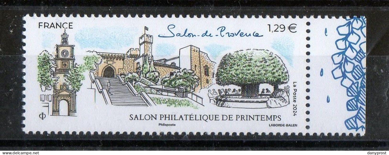 FR 2024 -" SALON PHILATELIQUE DE PRINTEMPS-Salon De Provence  " 1 T  LV 20g  à 1.29 € - 1 Marge Droit Illustrée - Neuf** - Unused Stamps