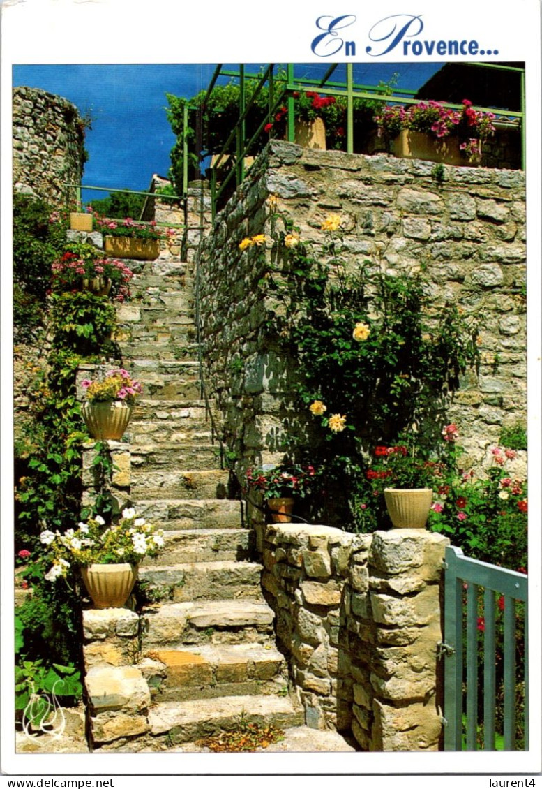 30-4-2024 (3 Z 28) France - Escalier Et Fleurs En Provence - Bloemen