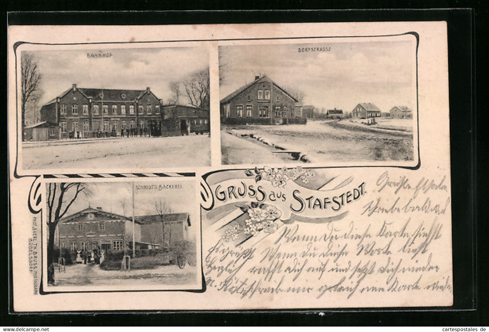 AK Stafstedt, Schmidt`s Bäckerei, Bahnhof, Dorfstrasse  - Altri & Non Classificati