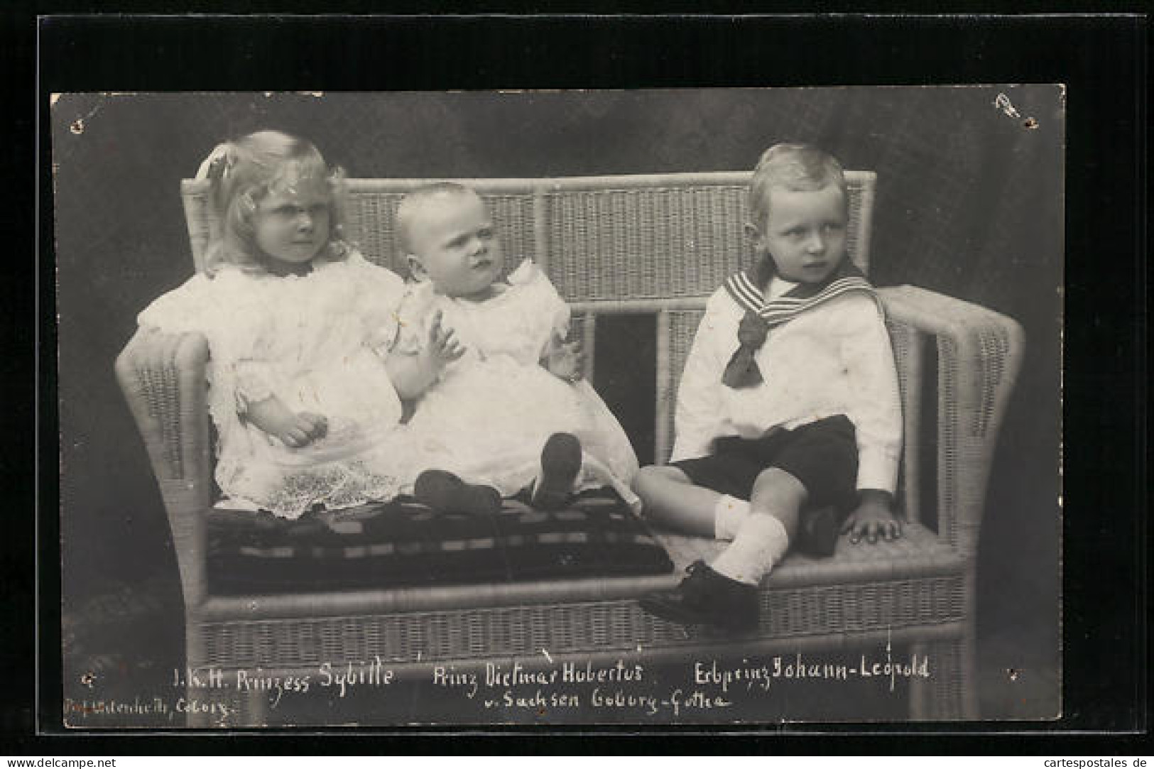 AK Prinzess Sybille, Prinz Dietmar Hubertus, Erbprinz Johann-Leopold Von Sachsen-Coburg-Gotha  - Königshäuser