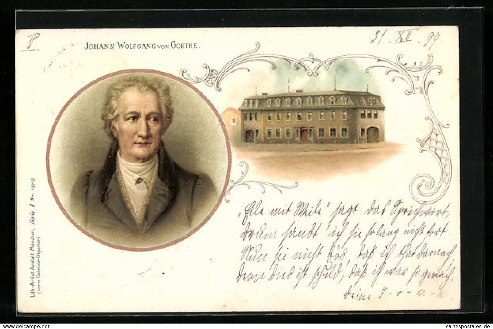 Lithographie Porträt Von Johann Wolfgang Von Goethe  - Schriftsteller