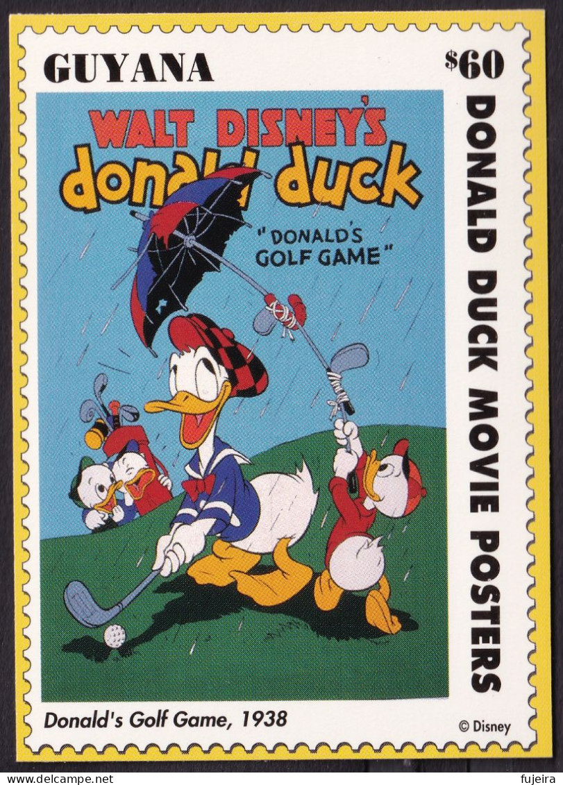 Guyana 1993 Disney Donald Duck Movie Posters Card Stamps Set Of 50 French Version MNH - Guyane (1966-...)