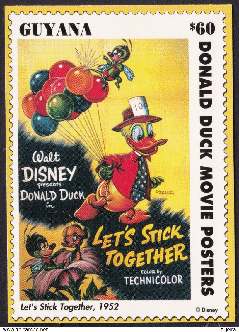 Guyana 1993 Disney Donald Duck movie posters card stamps set of 50 French version MNH