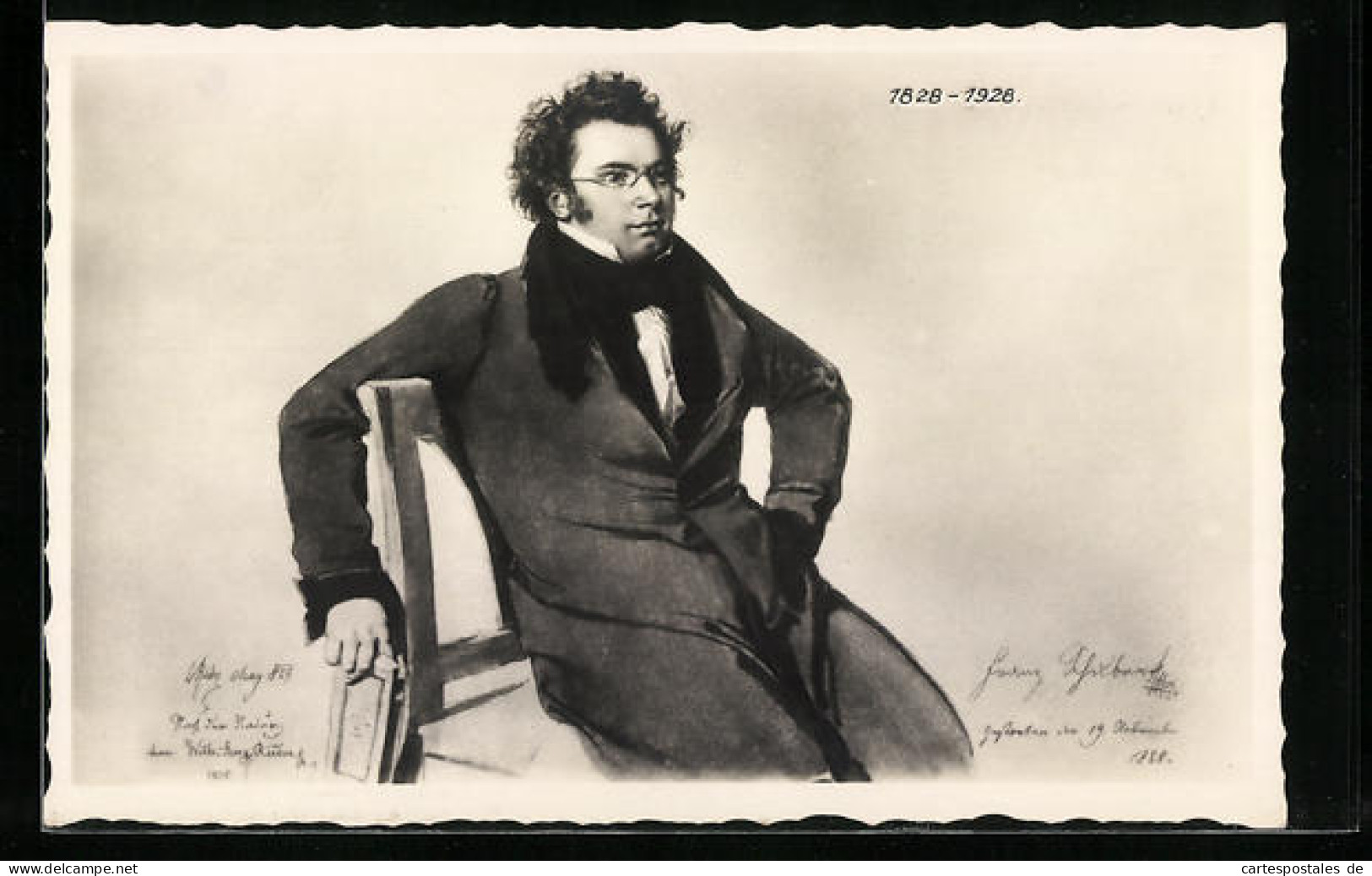 Künstler-AK Franz Schubert Sitzt Lässig Auf Einem Stuhl  - Artisti