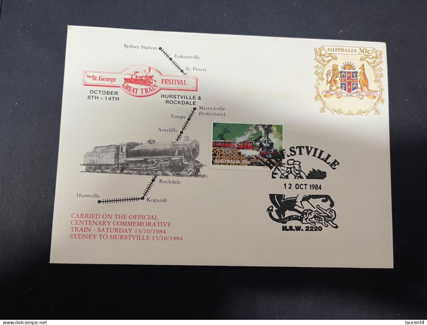 30-4-2023 (3 Z 29) Australia FDC (1 Cover) 1984 - St George Great Train Festival (with Insert) Number 2524 - Sobre Primer Día (FDC)