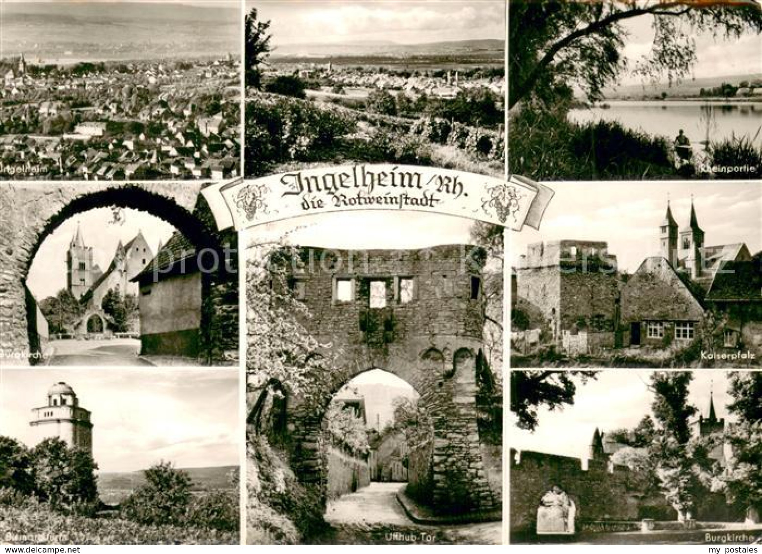 73686511 Ingelheim Rhein Stadtpanorama Partie Am Rhein Kirche Bismarckturm Burgk - Ingelheim