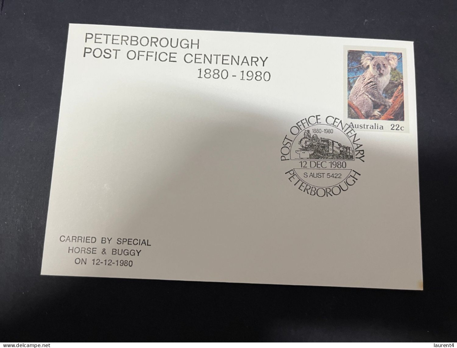 30-4-2023 (3 Z 29) Australia FDC (1 Cover) 1980 - Peterborough Post Office Centenary (Koala) - Omslagen Van Eerste Dagen (FDC)