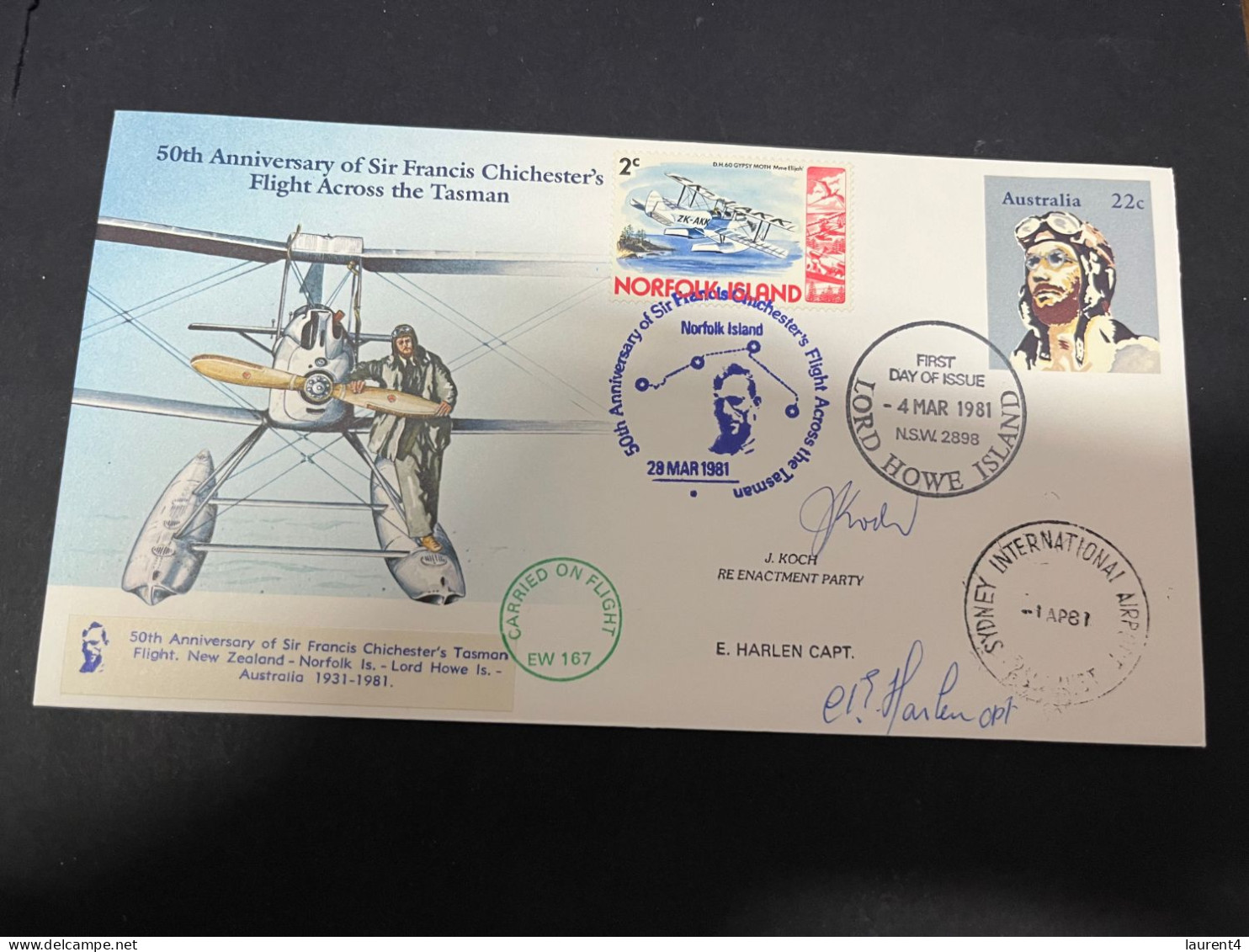 30-4-2023 (3 Z 29) Australia FDC (1 Cover) 1981 - 50th Anniversary Francis Chichesters (Norfolk Island) - Primo Giorno D'emissione (FDC)