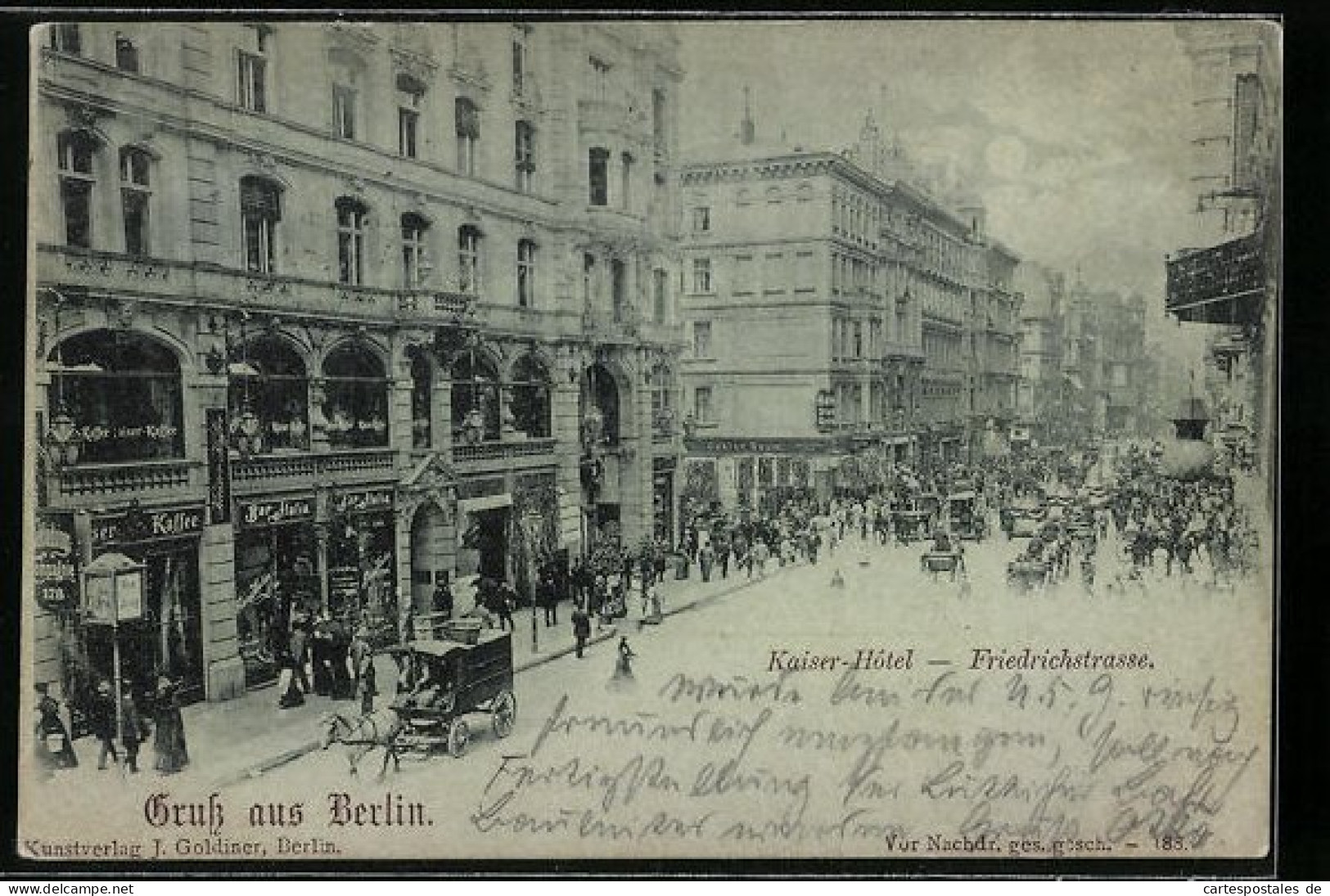 Mondschein-AK Berlin, Friedrichstrasse Mit Dem Kaiser-Hotel  - Mitte