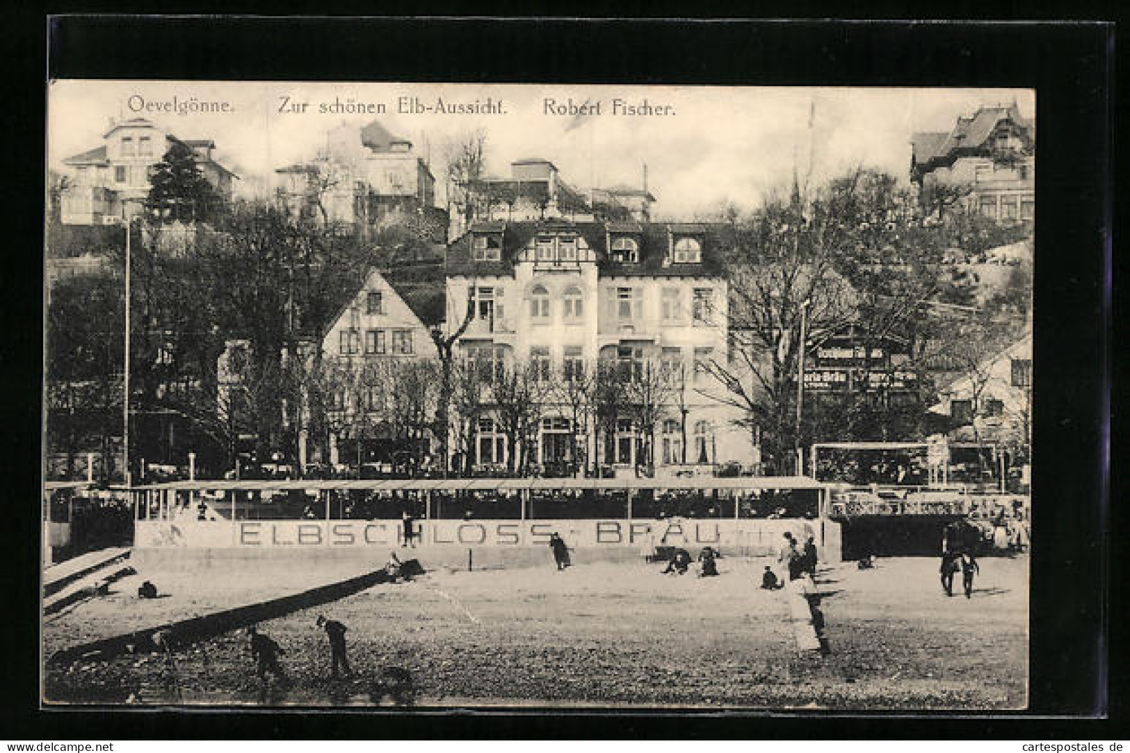 AK Hamburg-Övelgönne, Gasthaus Zur Schönen Elb-Aussicht, Robert Fischer  - Altona