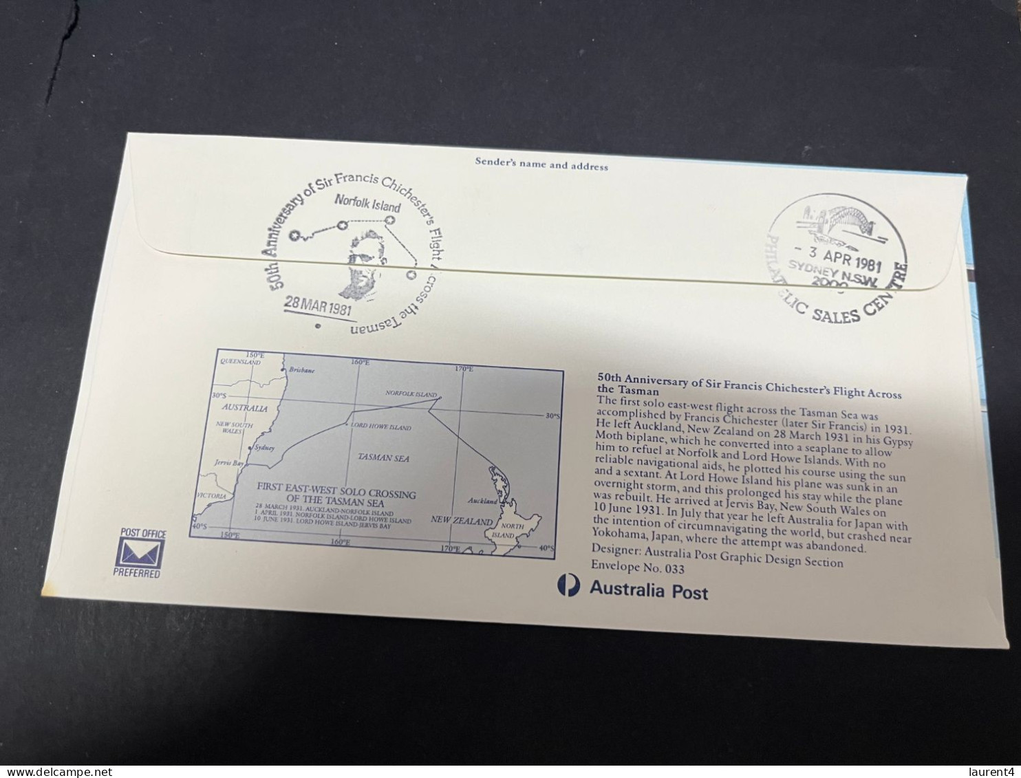 30-4-2023 (3 Z 29) Australia FDC (1 Cover) 1981 - 50th Anniversary Francis Chichesters (signed) - Primo Giorno D'emissione (FDC)