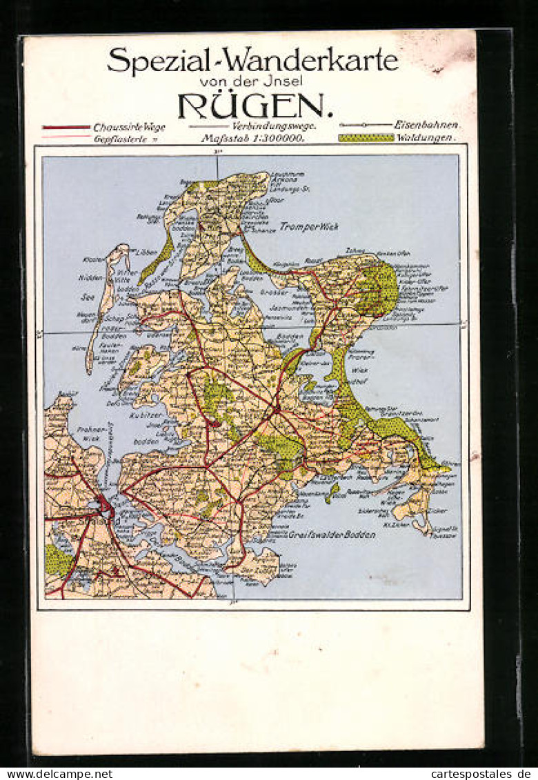 AK Bergen /Rügen, Spezial-Wanderkarte Der Insel Rügen  - Cartes Géographiques