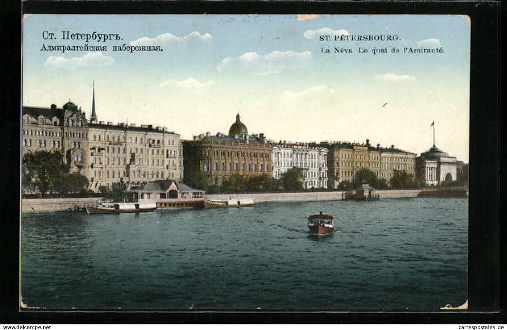 AK St. Pétersbourg, La Néva, Le Quai De L`Amirauté  - Rusland