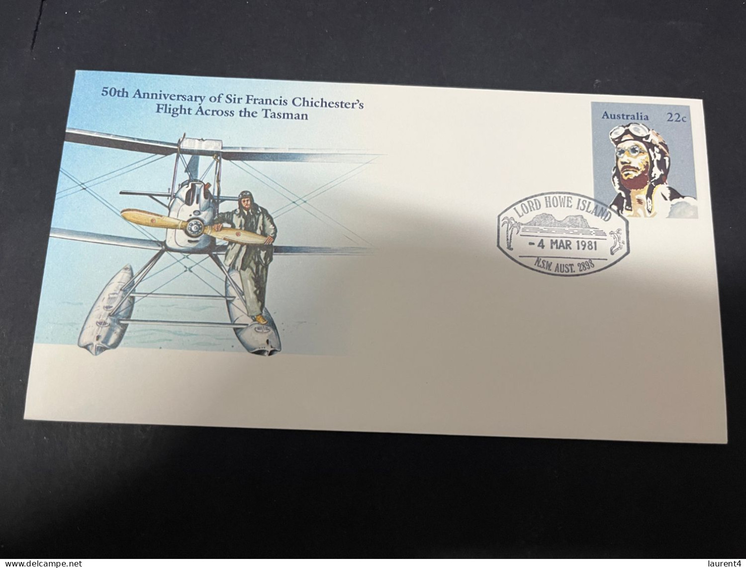 30-4-2023 (3 Z 29) Australia FDC (1 Cover) 1981 - 50th Anniversary Francis Chichesters (Lord Howe Island P/m) - Primo Giorno D'emissione (FDC)