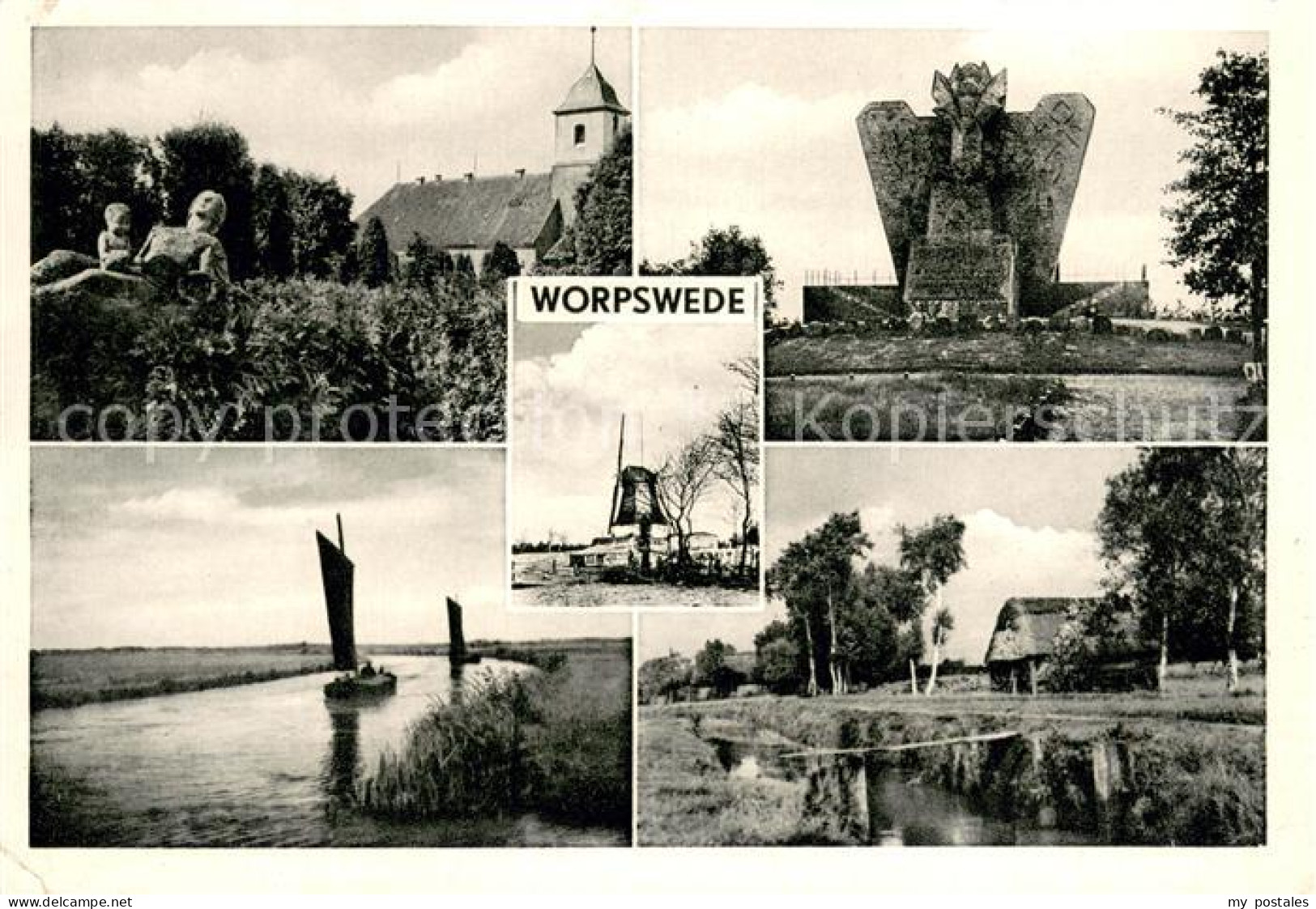 73686294 Worpswede Teilansichten Kirche Denkmal Partie Am Wasser Worpswede - Worpswede