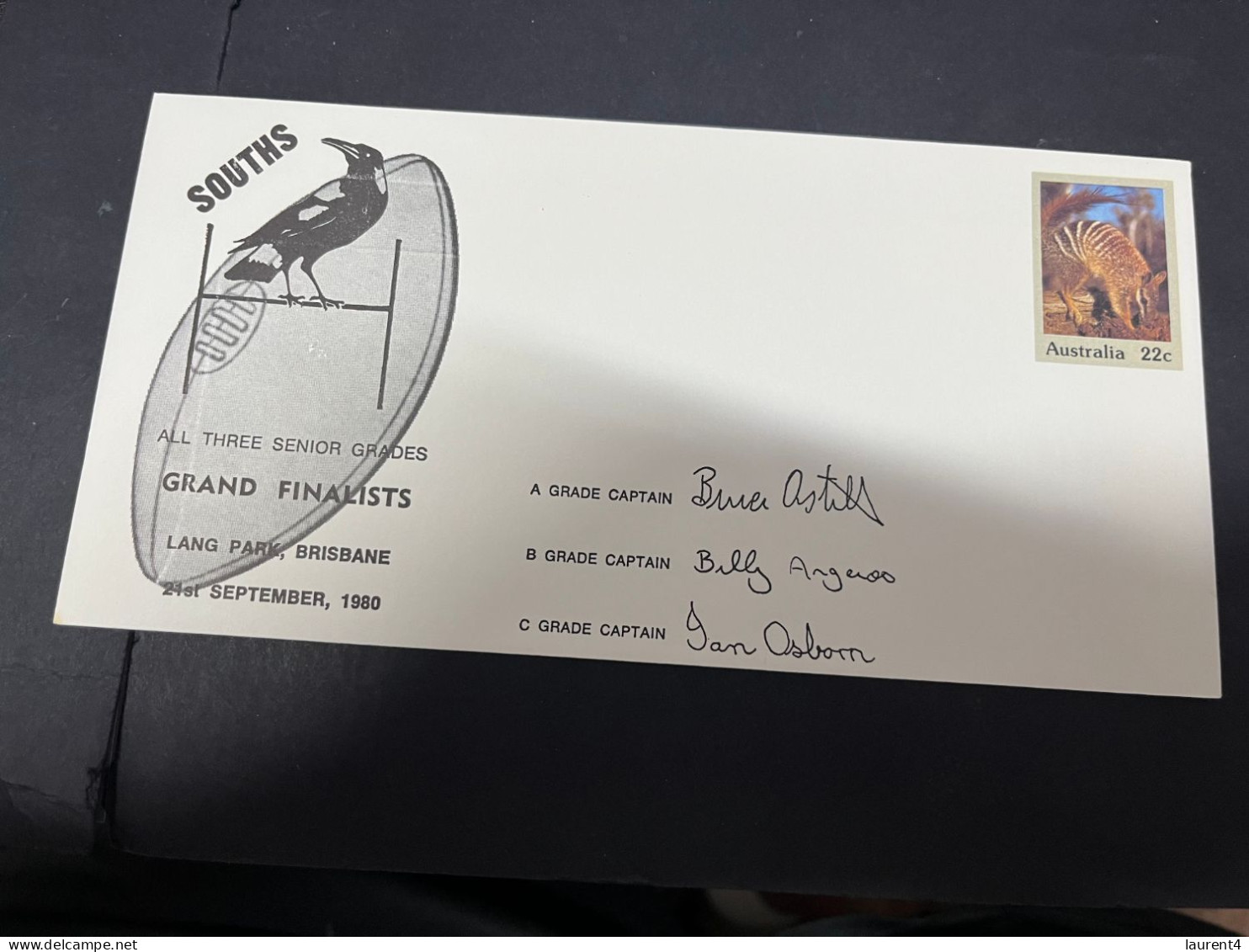 30-4-2023 (3 Z 29) Australia FDC (1 Covers) 1980 - OZ Football - South (magpies) Grand Finalists (signed - Numbat) - FDC