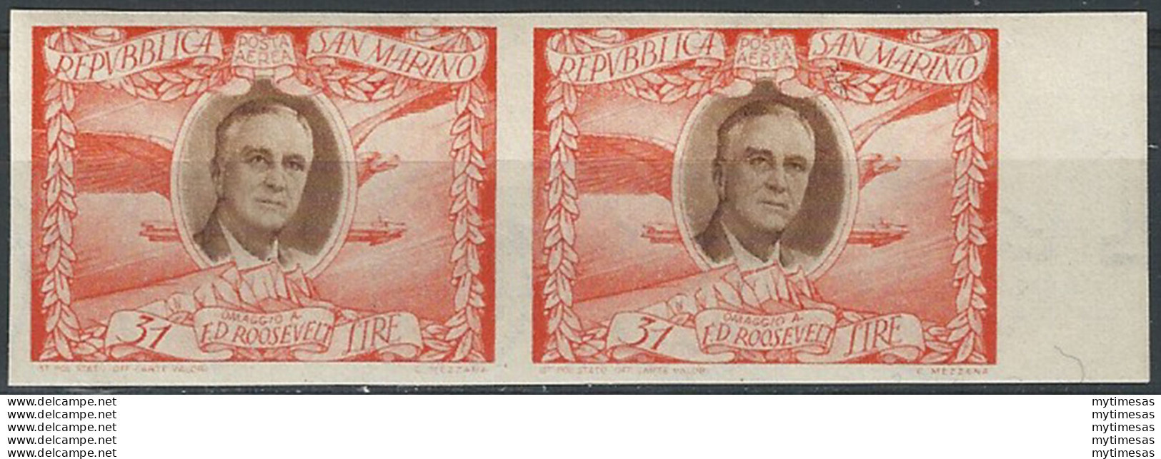 1947 San Marino Roosevelt L. 31 Nd MNH Sass. N. A65b - Sonstige & Ohne Zuordnung