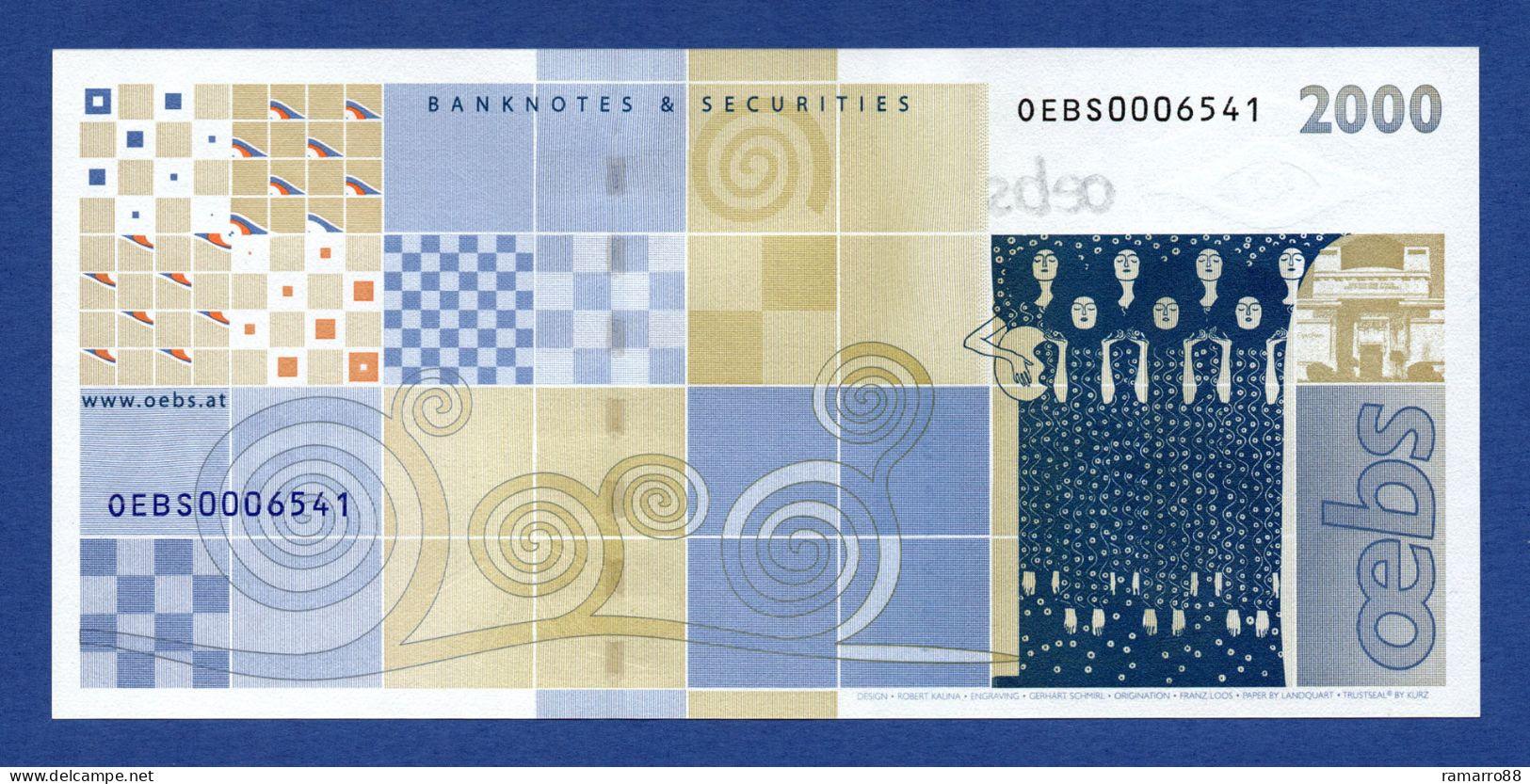 OeBS Gustav Klimt 2000 - Austria 2004 - Specimen Test Note Unc - Fiktive & Specimen