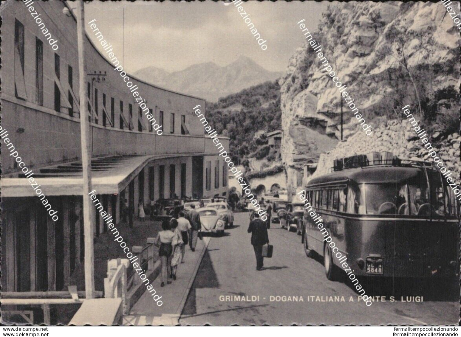 Al820 Cartolina Grimaldi Dogana Italiana A Ponte S.luigi Ventimiglia Bus Imperia - Imperia