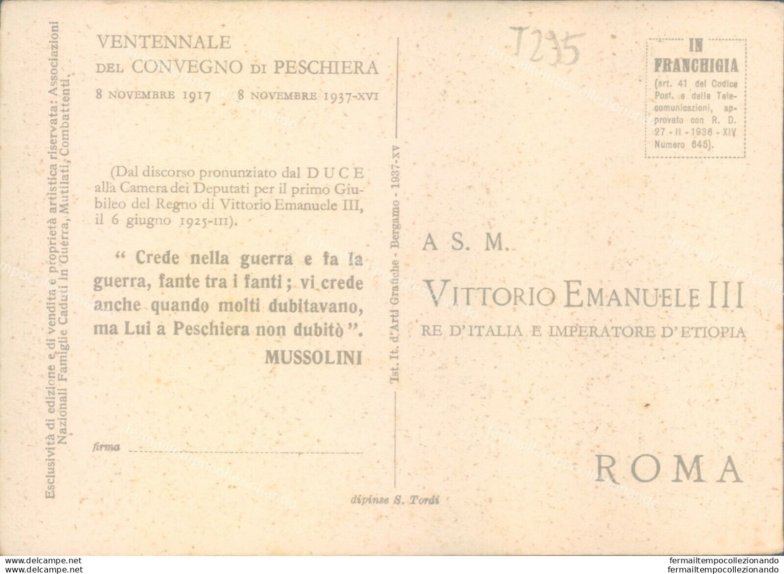 T295 Cartolina Militare Ventennale Del Convegno Di Peschiera - Andere & Zonder Classificatie