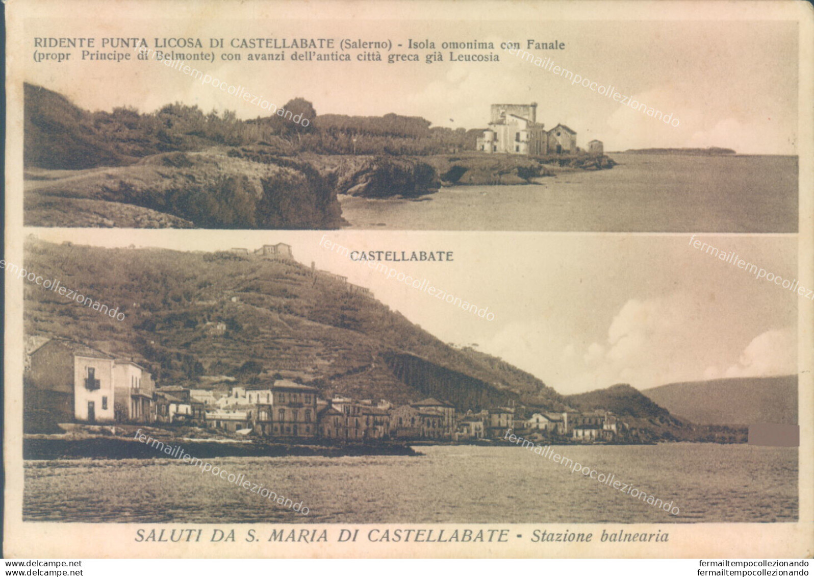 V42 Cartolina Saluti Da S.maria Di Castellabate 1945 Provincia Di Salerno - Salerno