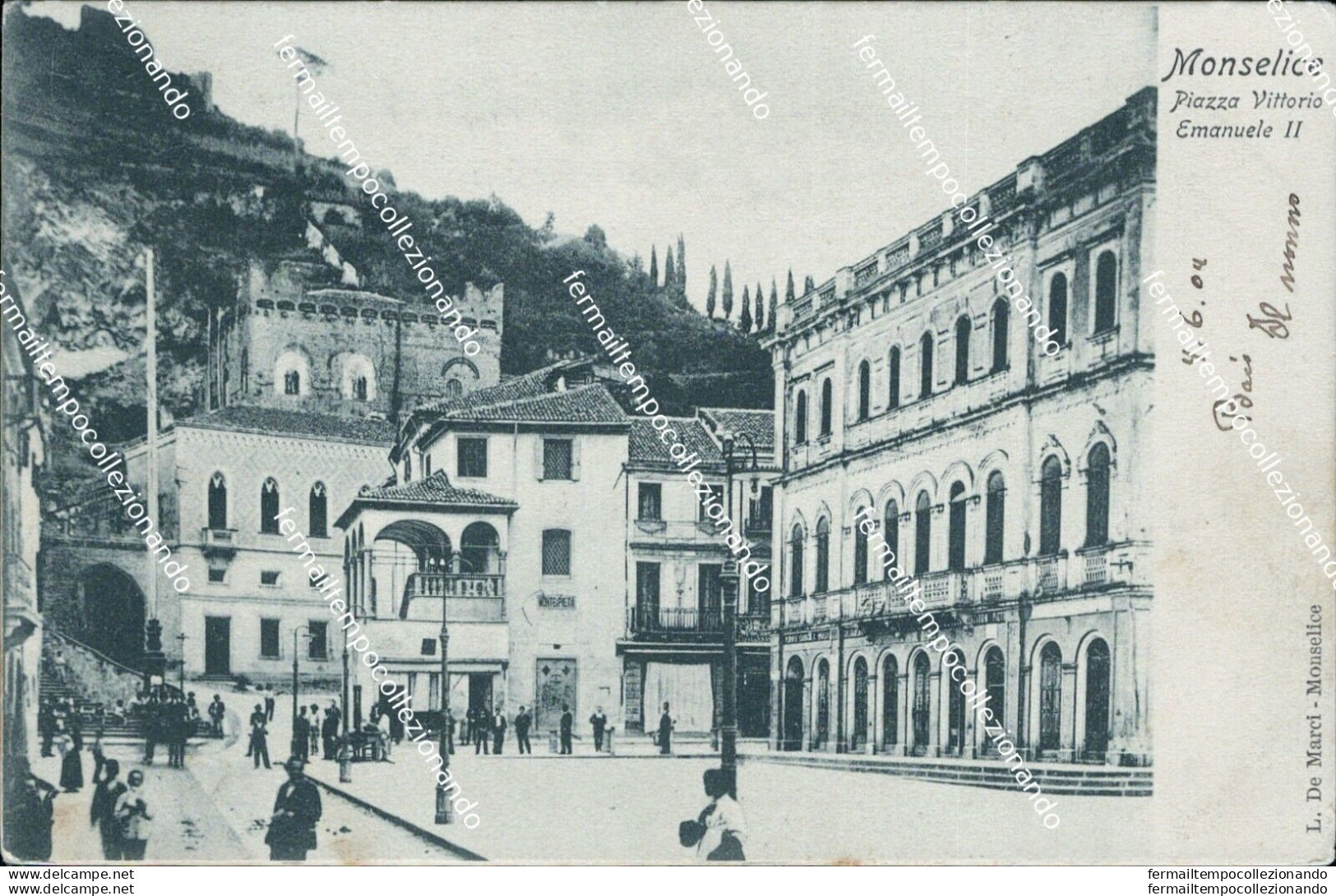 Az518 Cartolina Monselice Piazza Vittorio Emenuele II Padova Veneto 1904 - Padova (Padua)