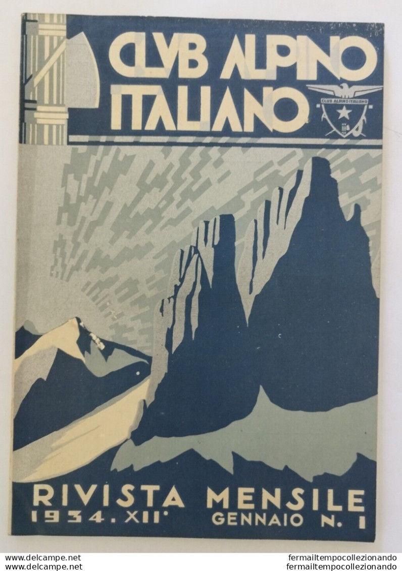Bs9 Rivista Mensile Club Alpino Italiano 1934 N 1 Illustratore Fascismo - Revistas & Catálogos