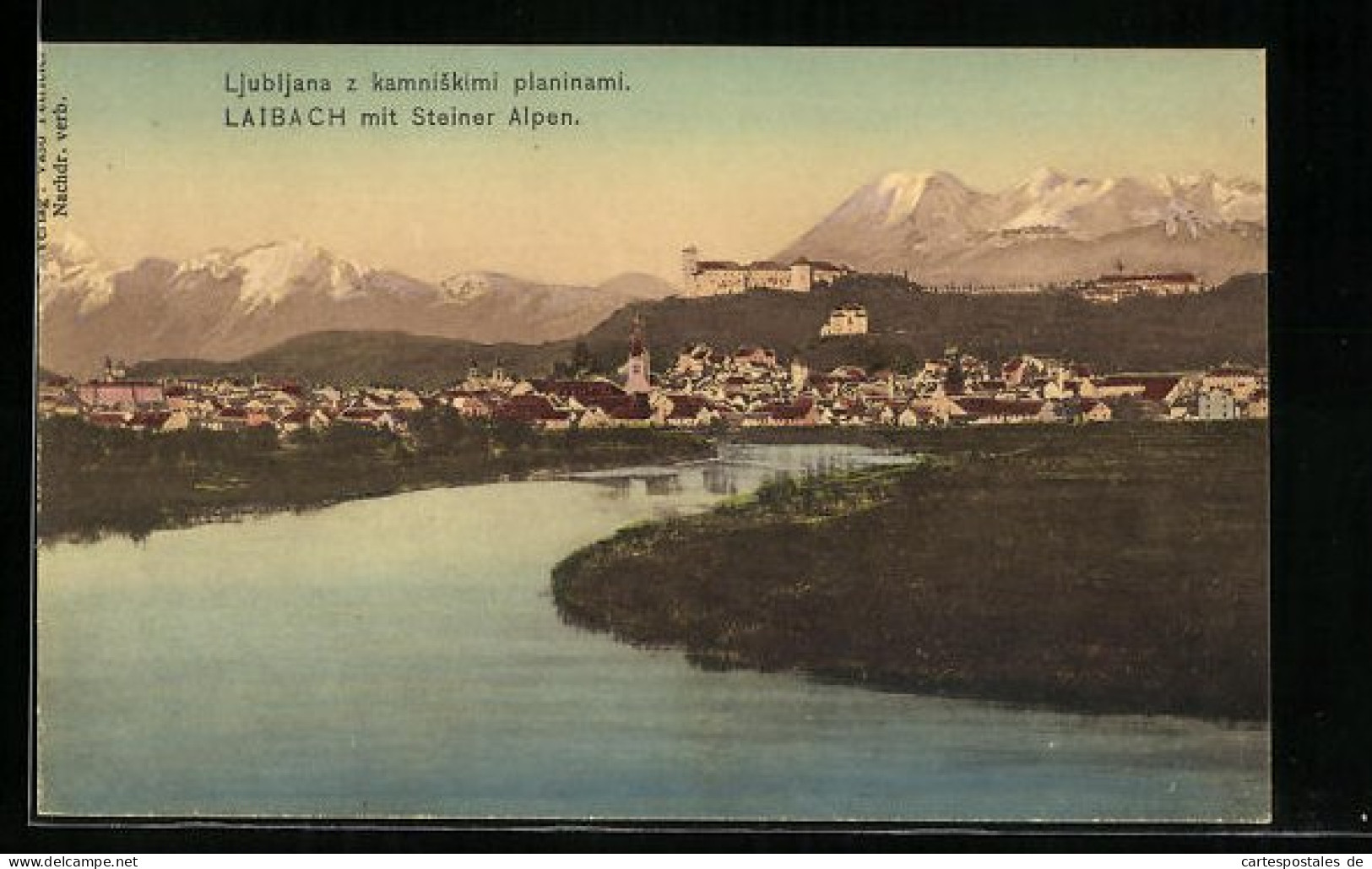 AK Laibach, Panorama Mit Schloss Und Steiner Alpen  - Slovenië