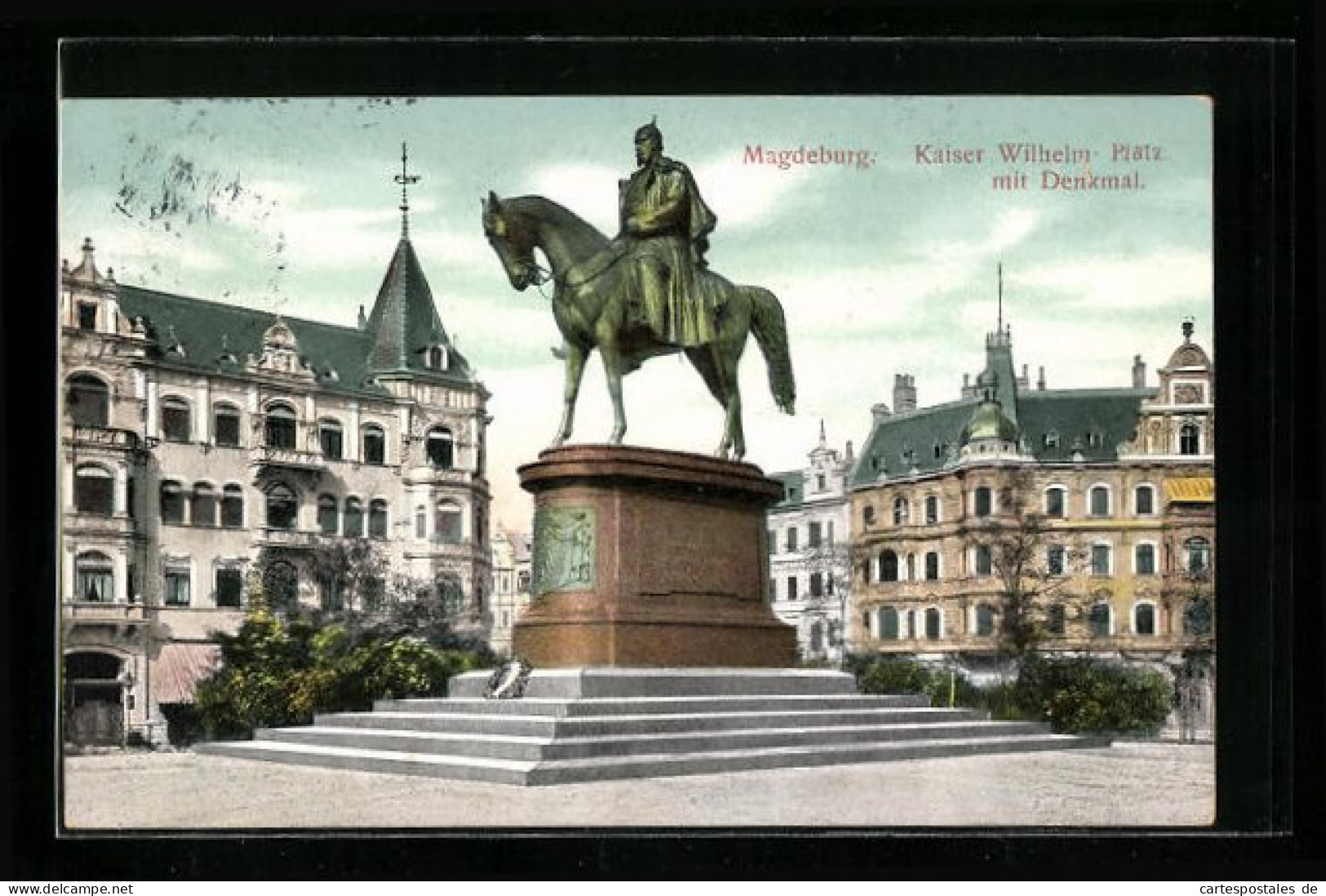 AK Magdeburg, Kaiser Wilhelm-Platz Mit Denkmal  - Magdeburg