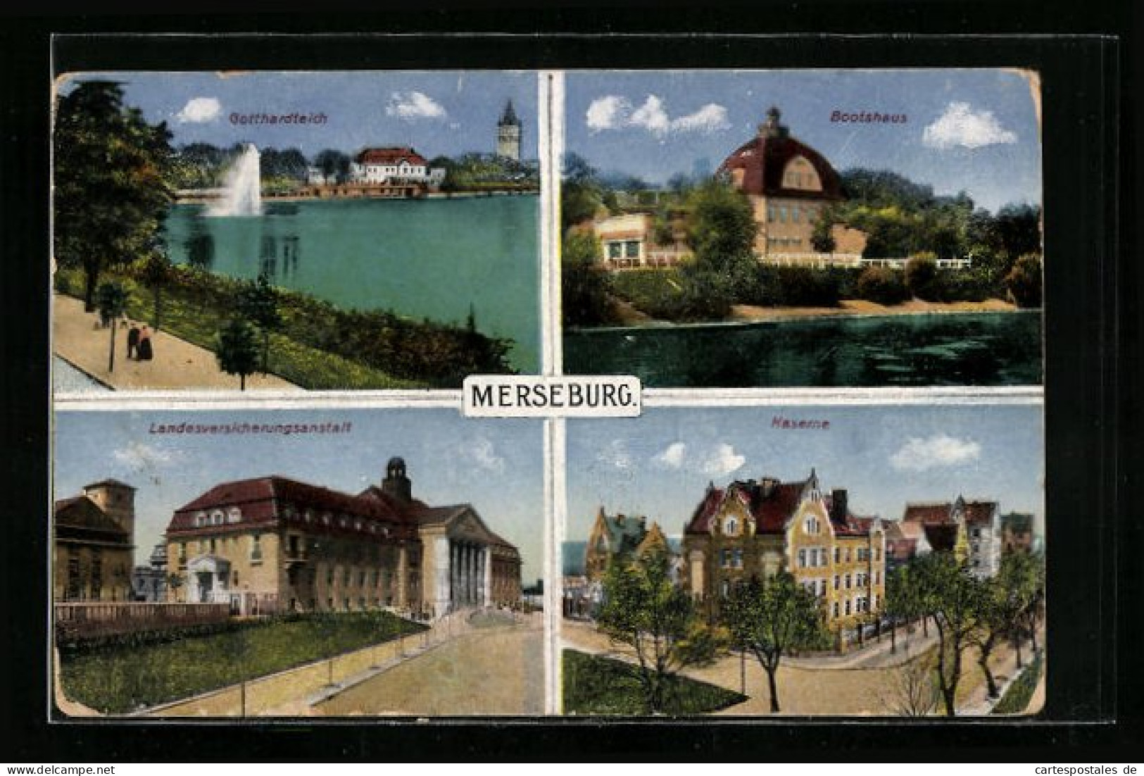 AK Merseburg, Gotthardteich, Bootshaus, Kaserne, Landesversicherungsanstalt  - Merseburg