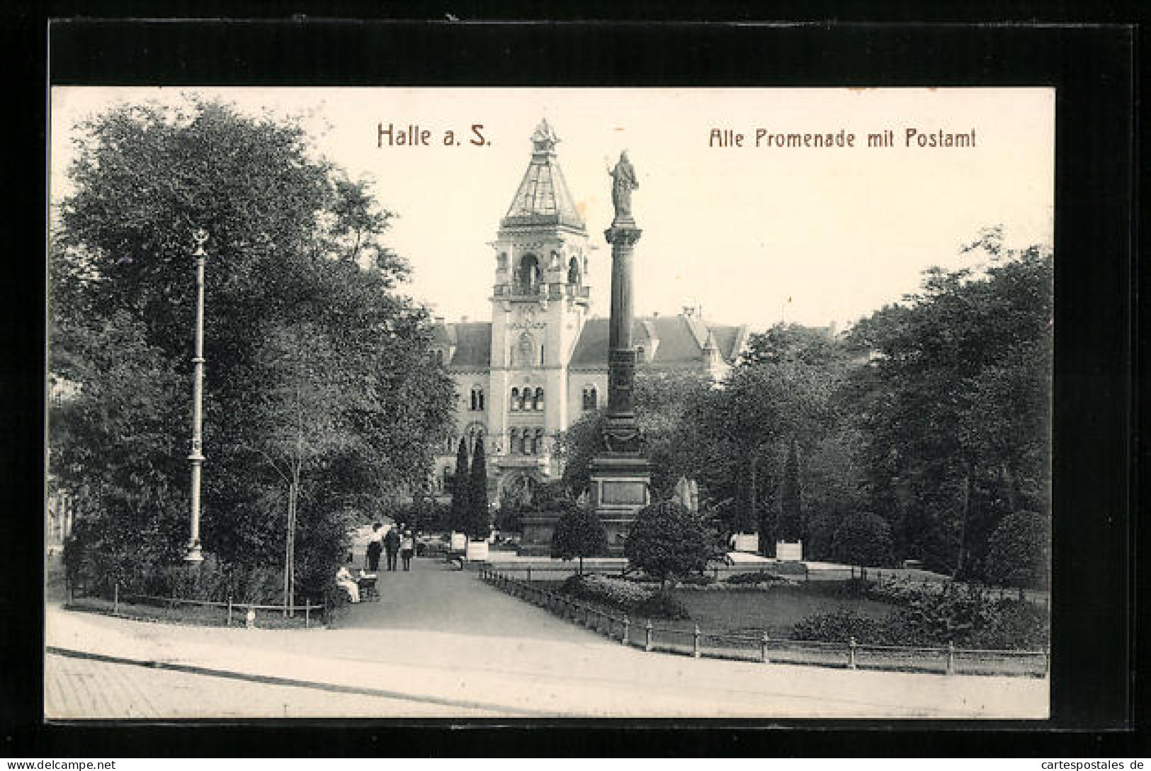 AK Halle A. S., Alte Promenade Mit Postamt  - Sonstige & Ohne Zuordnung