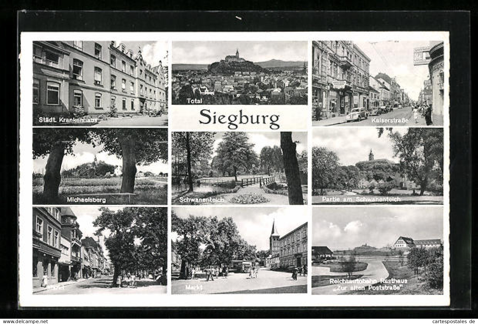AK Siegburg, Städt. Krankenhaus, Kaiserstrasse, Markt, Rasthaus Zur Alten Poststrasse  - Siegburg