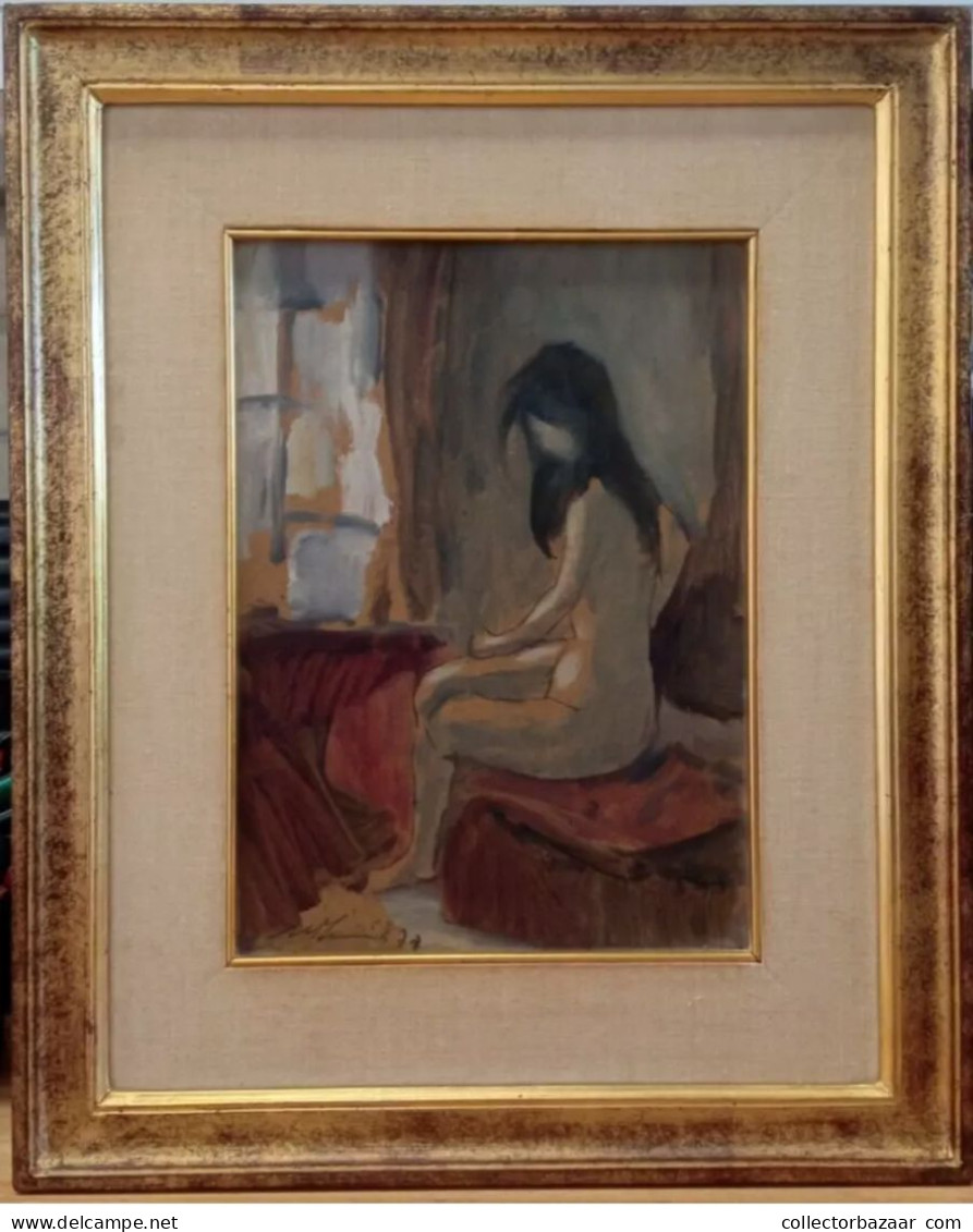 Manolo Lima Art Painting Oil Woman Nude Uruguayan Renamed Torres School - Oleo