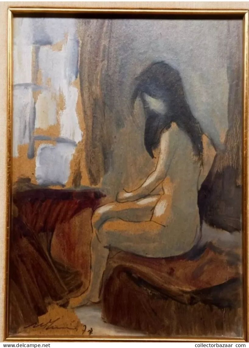 Manolo Lima Art Painting Oil Woman Nude Uruguayan Renamed Torres School - Oleo