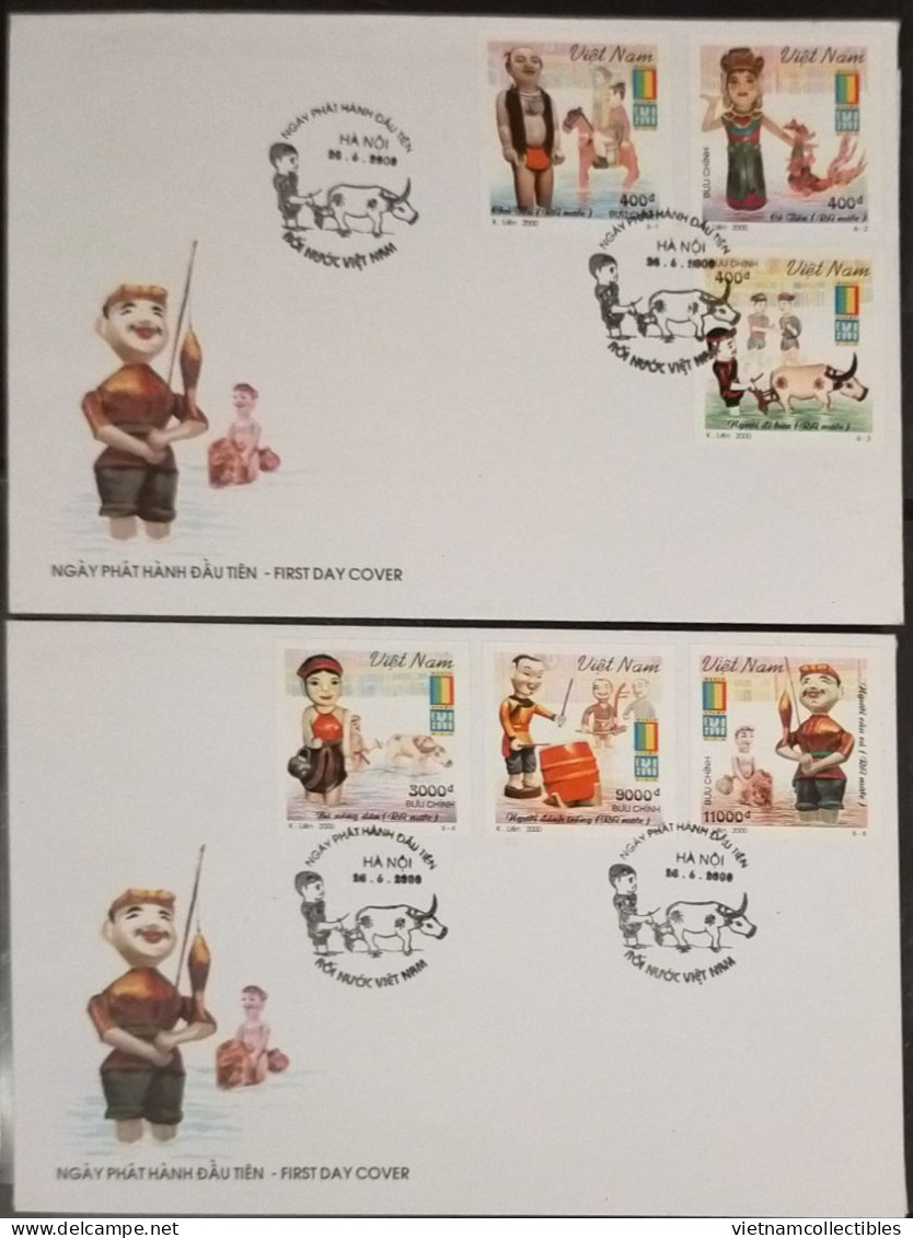 FDC Vietnam Viet Nam With Imperf Stamps 2000 : Vietnamese Water-puppetry / Buffalo / Fish/ Music / Fisherman (Ms829) - Viêt-Nam