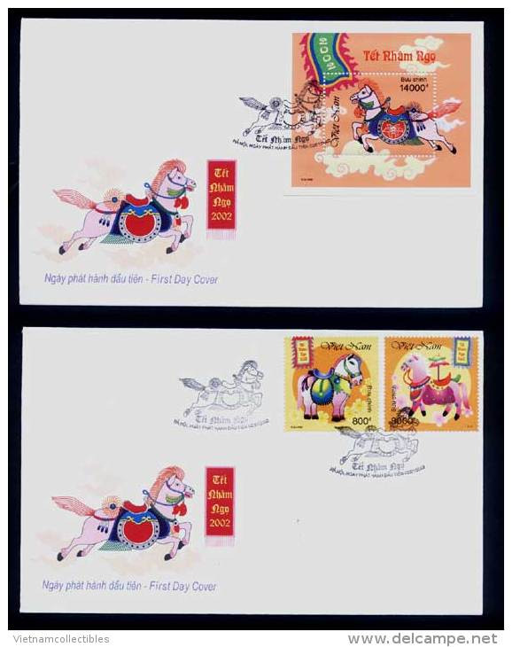 FDC Vietnam Viet Nam Covers 2002 : New Year Of Horse (Ms875) - Viêt-Nam