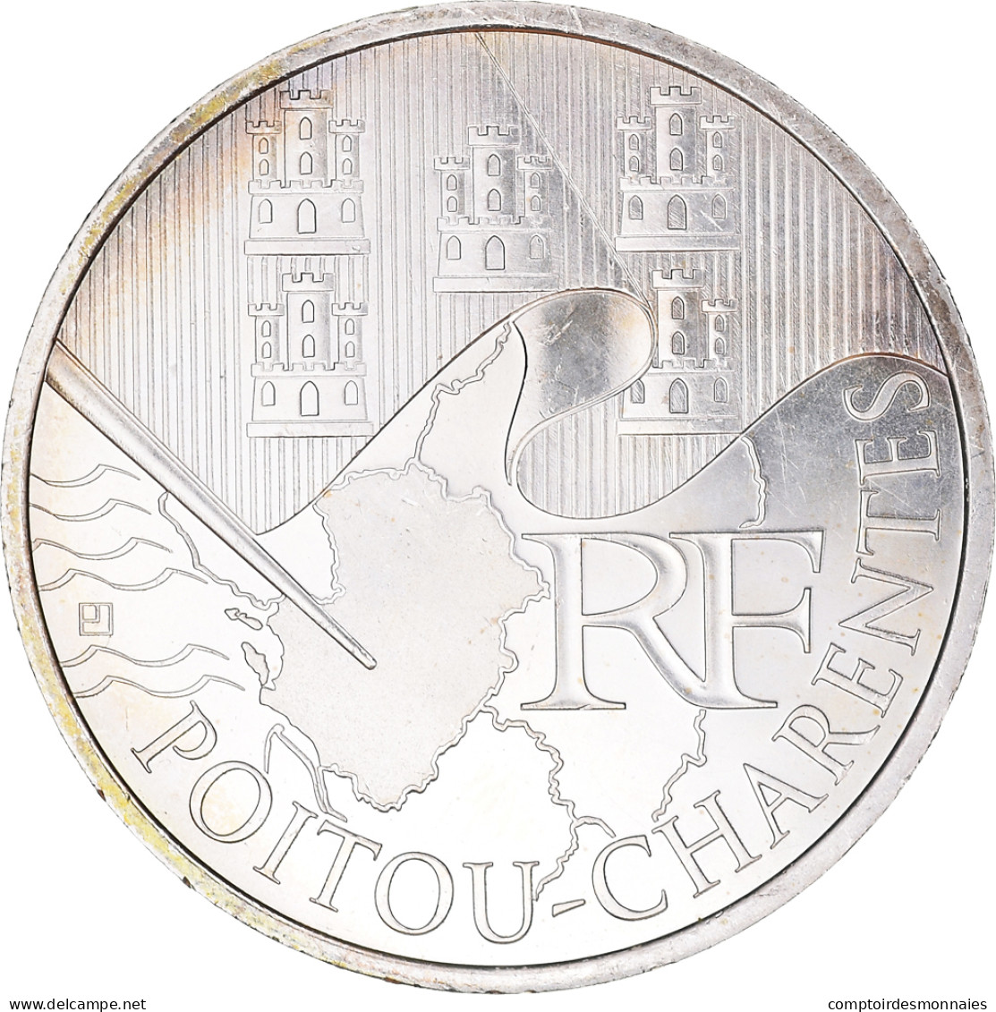France, 10 Euro, Poitou-Charentes, Euros Des Régions, 2010, Paris, SPL, Argent - Francia