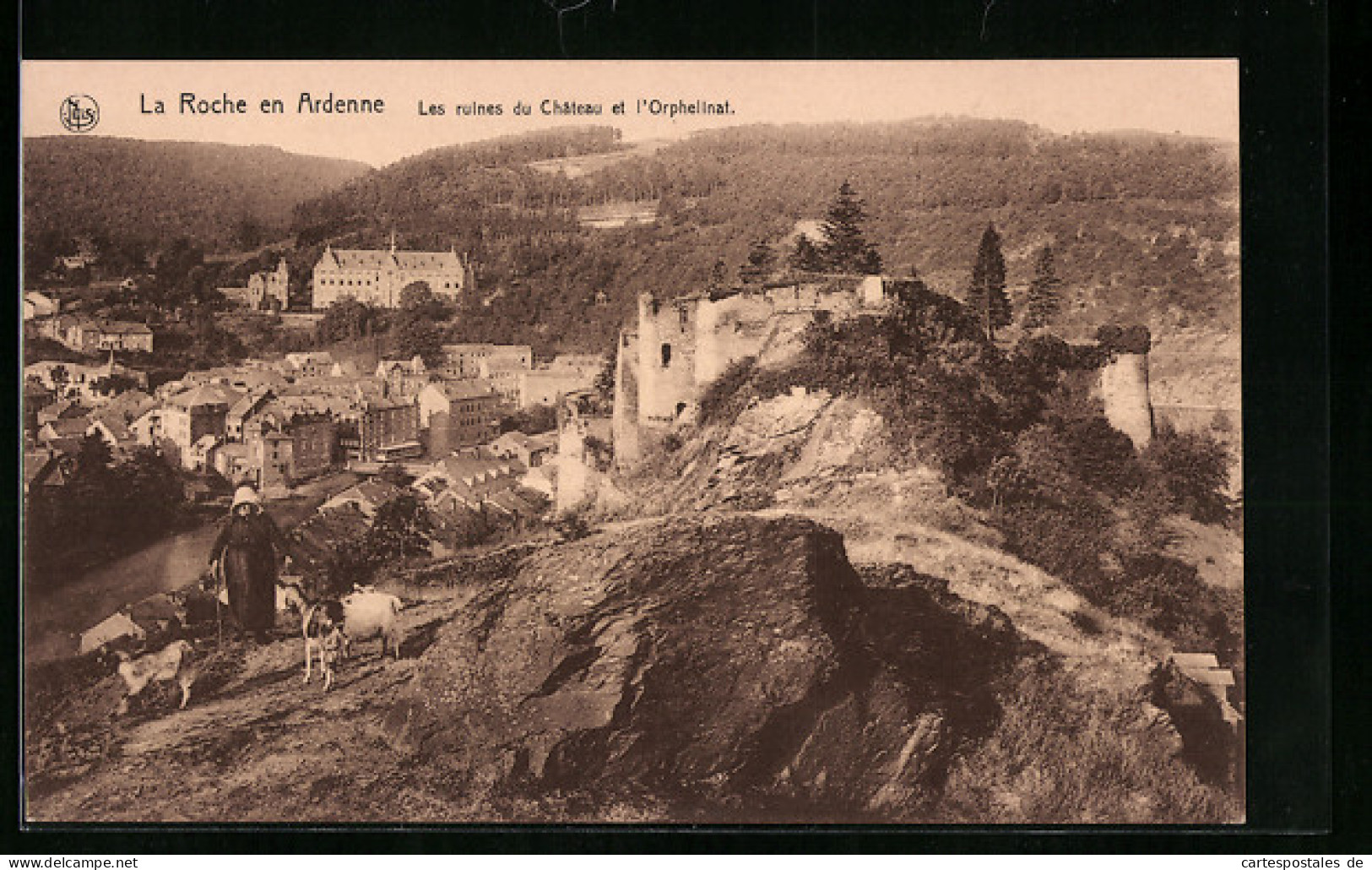 AK La Roche En Ardenne, Les Ruines Du Chateau Et L`Orphelinat  - La-Roche-en-Ardenne