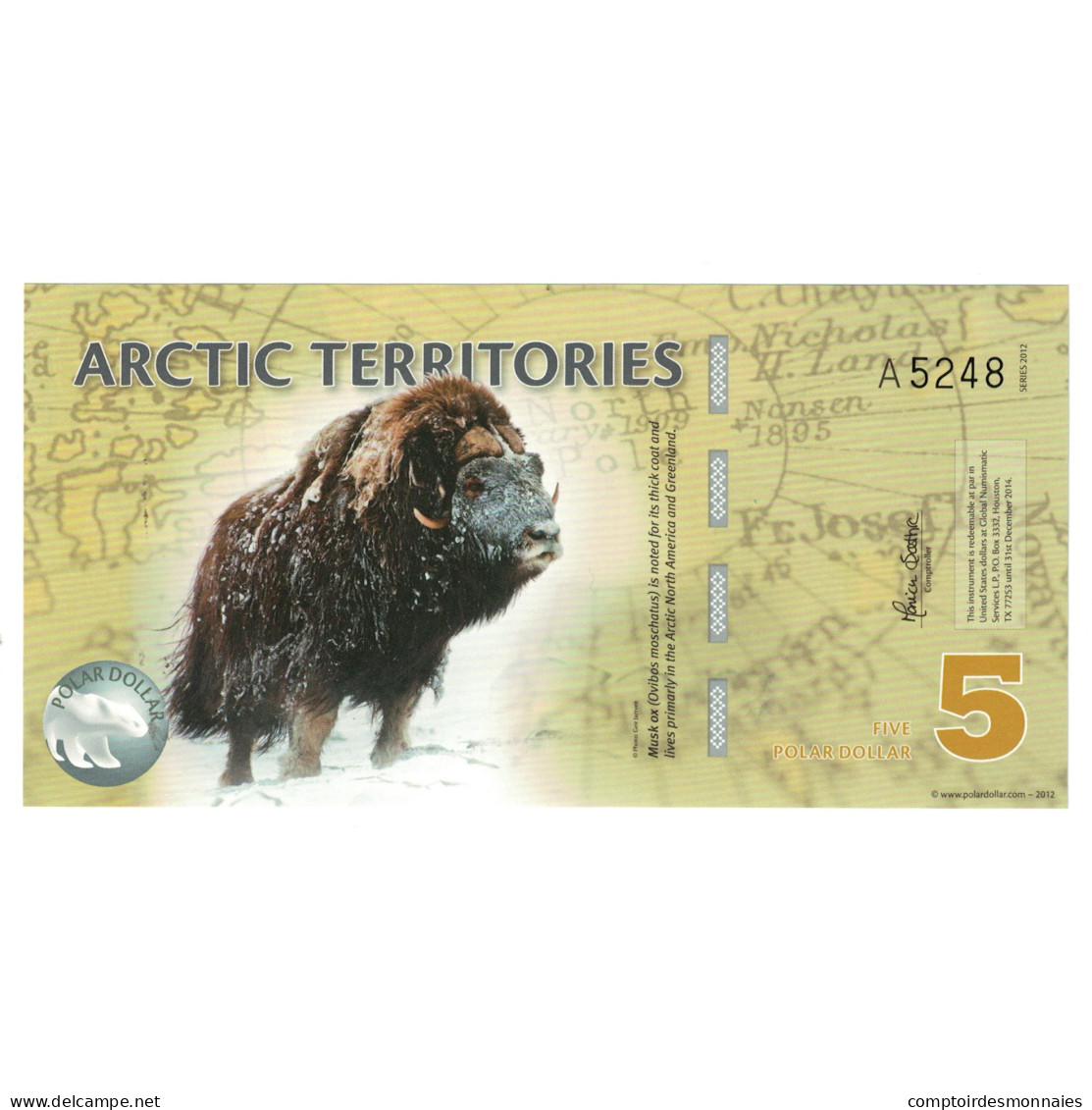 Billet, États-Unis, Dollar, 2012, 5 DOLLAR ARTIC TERRITORIES, NEUF - Zu Identifizieren