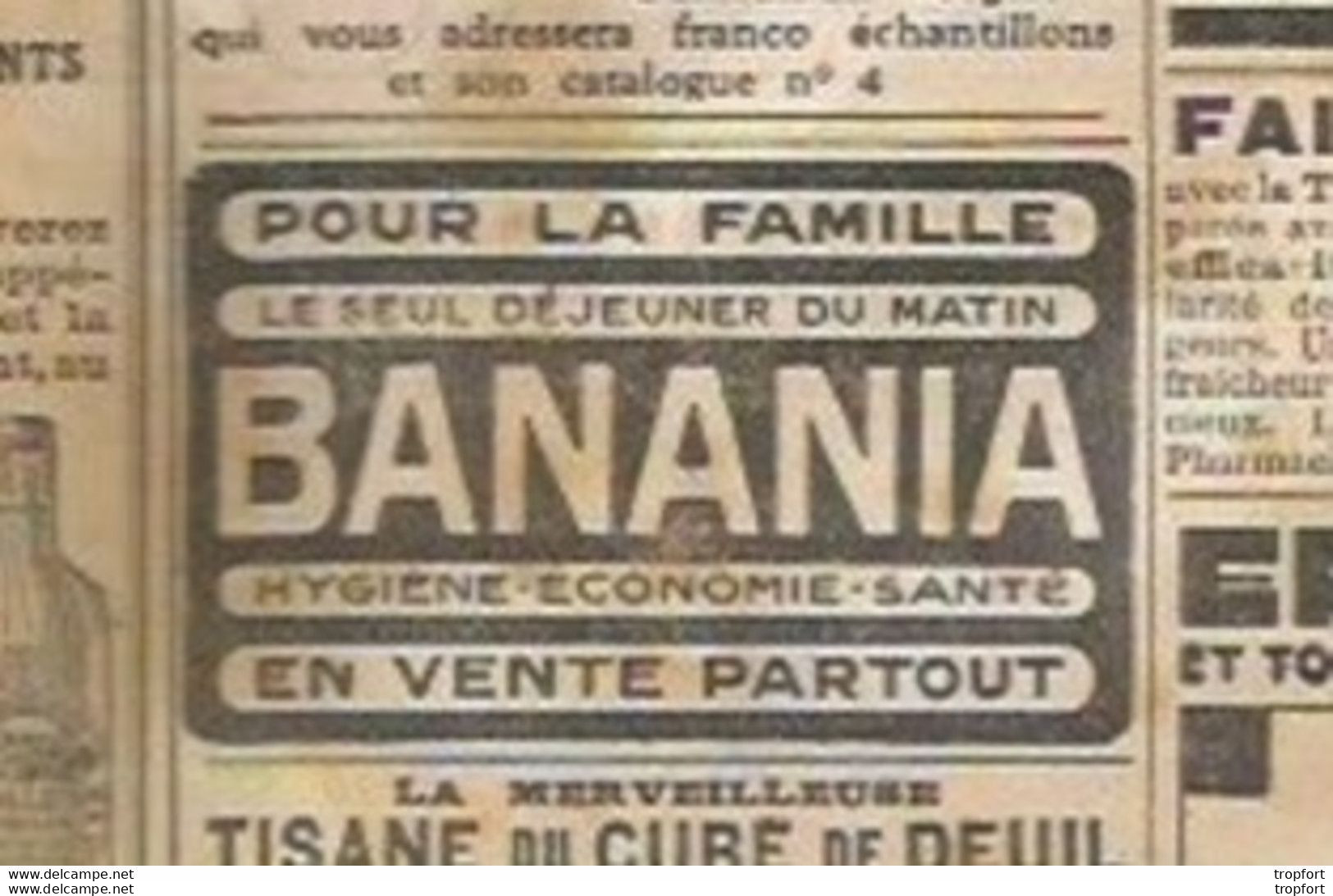 P1 / old newspaper journal ancien 1933 / WOLPPY Fraises / HYDRAVION / Orbetello / Publicités BANANIA