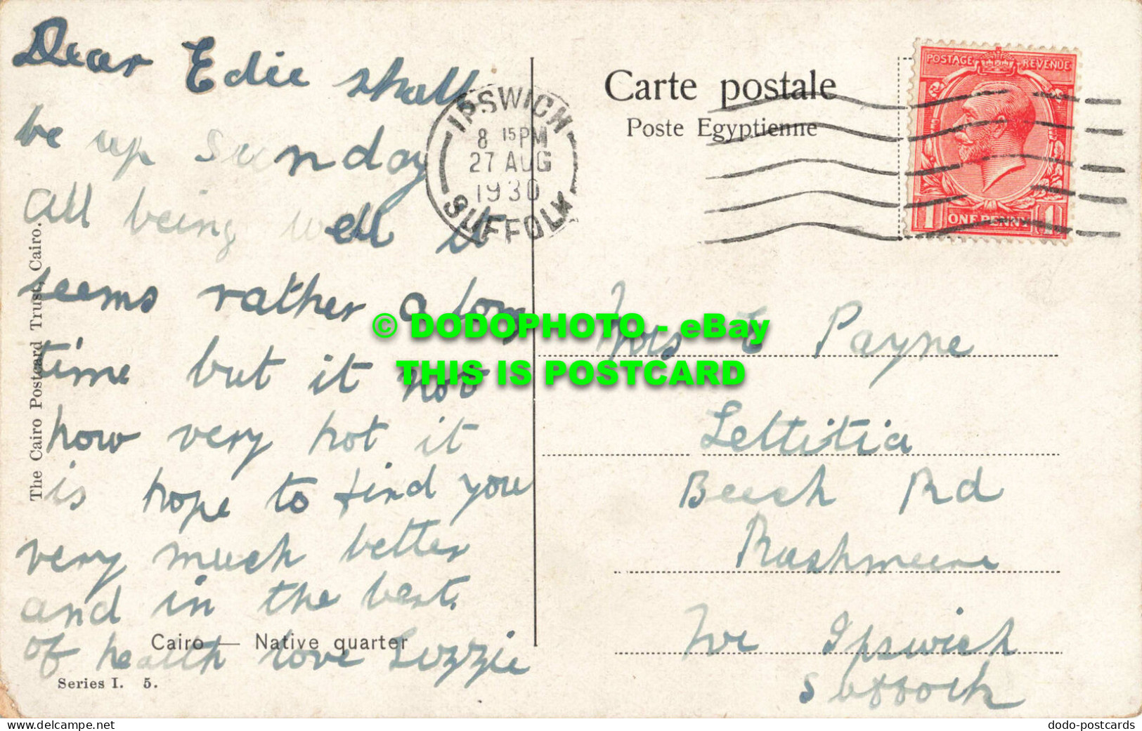 R557312 Cairo. Native Quarter. Cairo Postcard Trust. Series I. 5. 1930 - Monde