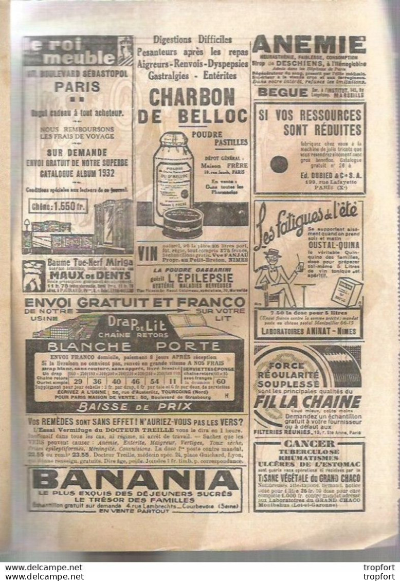 P1 / Old Newspaper Journal Ancien 1932 / Explorateur SIXTE DE BOURBON / REMOULEUR Publicité BANANIA - 1950 - Nu