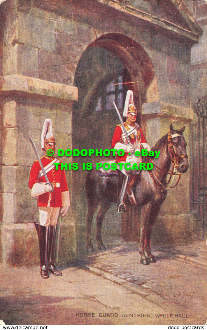 R557332 London. Whitehall. Horse Guard Sentries. Valentine. Art Colour. Brian Ge - Andere & Zonder Classificatie