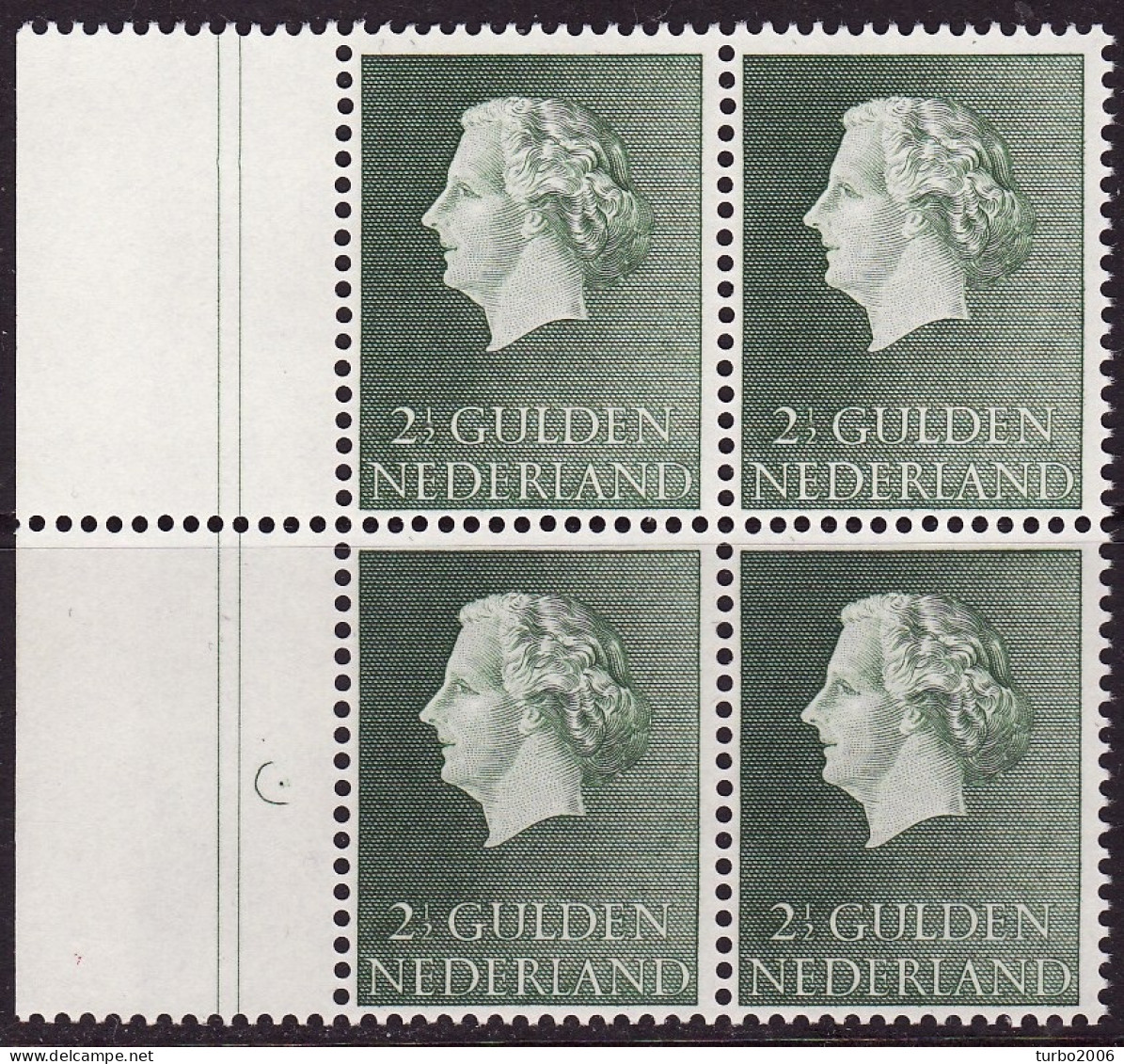 1953 Koningin Juliana 2½ Gulden Groen NVPH 638 In Luxe Randblok Van 4 Stuks - Unused Stamps