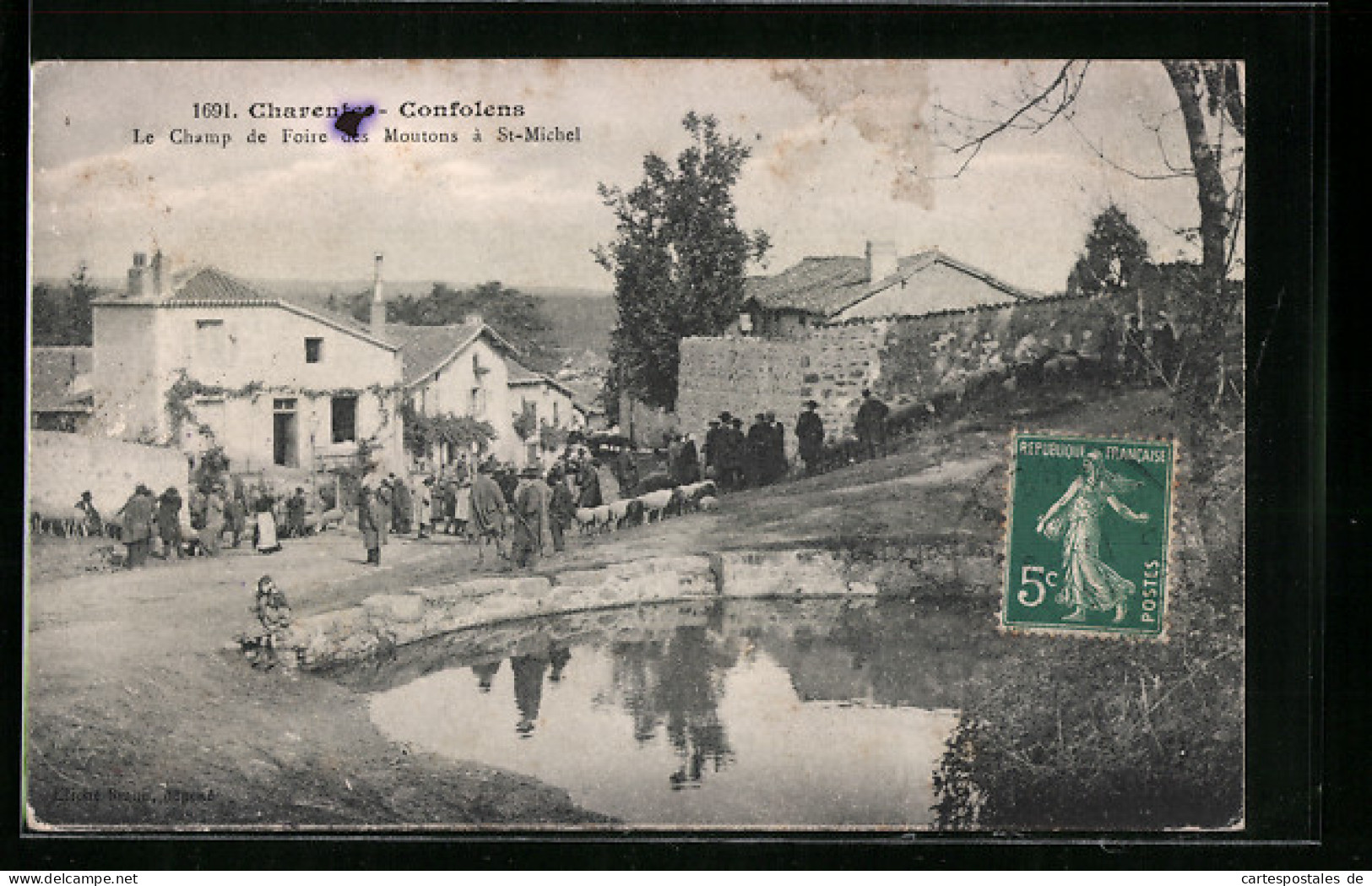 CPA Confolens, Charente, Le Champ De Foire Des Moutons A St-Michel  - Confolens