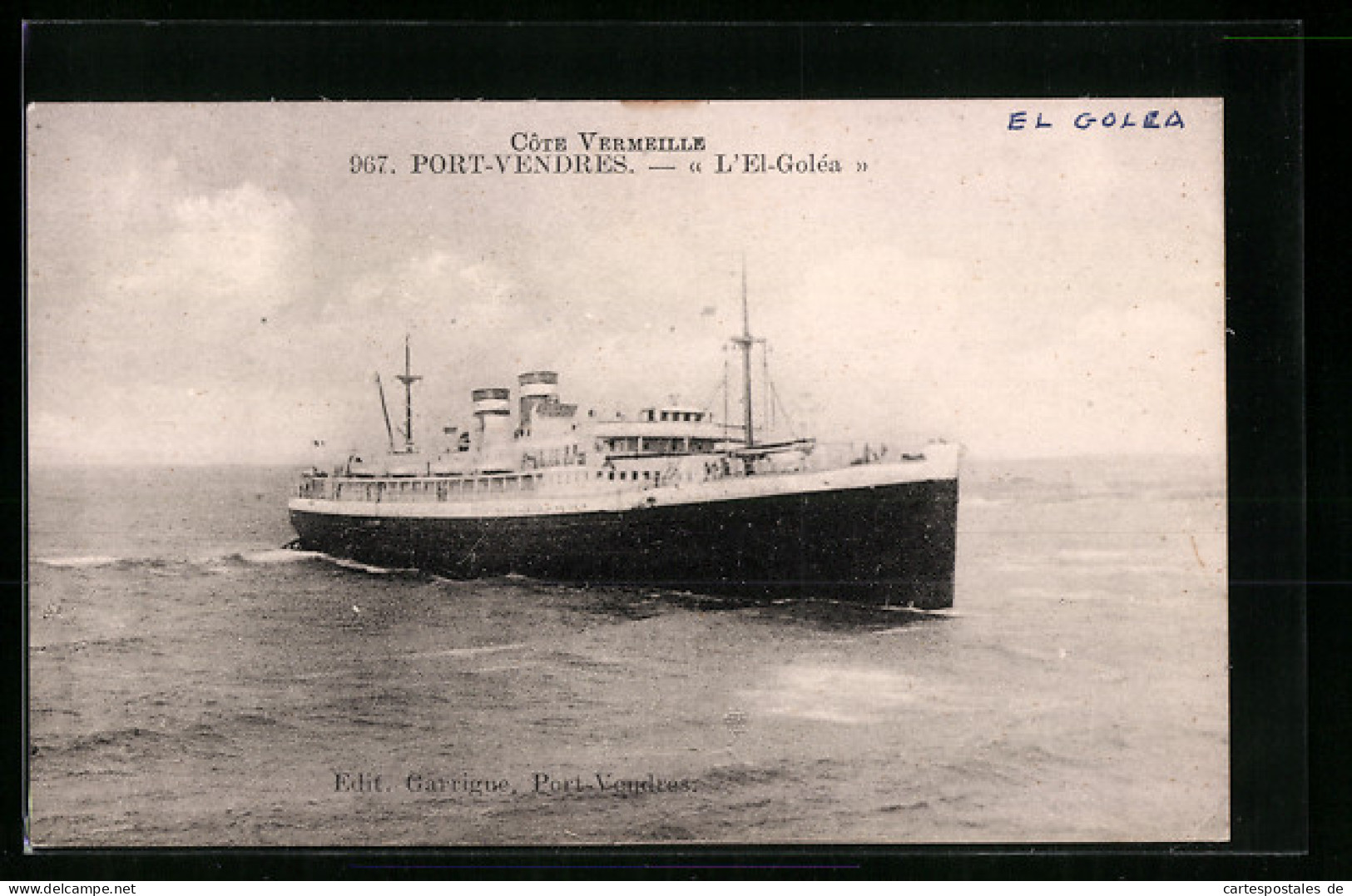 AK Paquebot L'El-Goléa At Port-Vendres  - Passagiersschepen