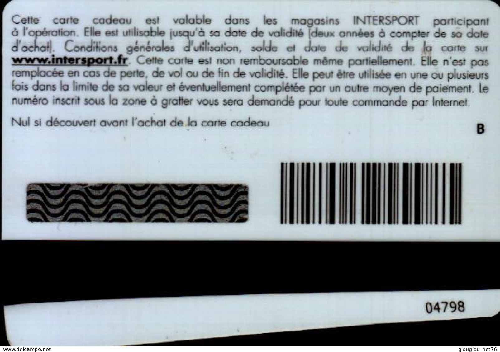 CARTE CADEAU  INTERSPORT....YOHAN BLAKE - Gift And Loyalty Cards